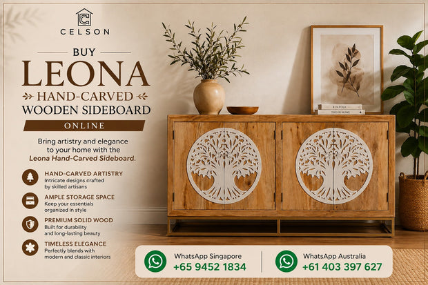 Buy Leona Hand-Carved Wooden Sideboard Online Celson