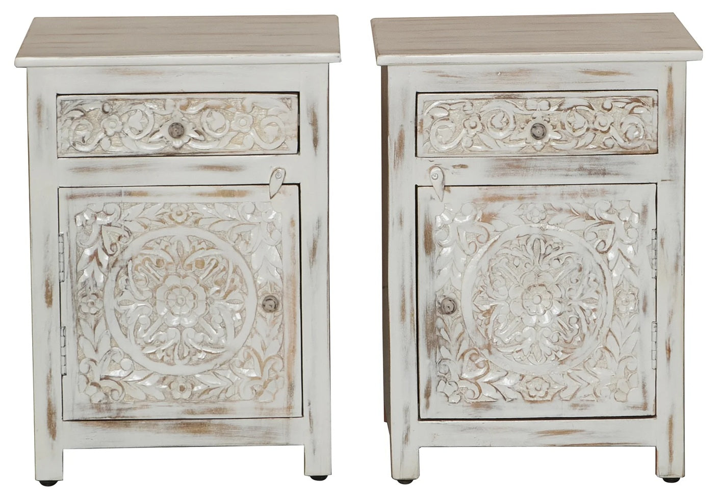 Sofia Hand Carved Bedside Table