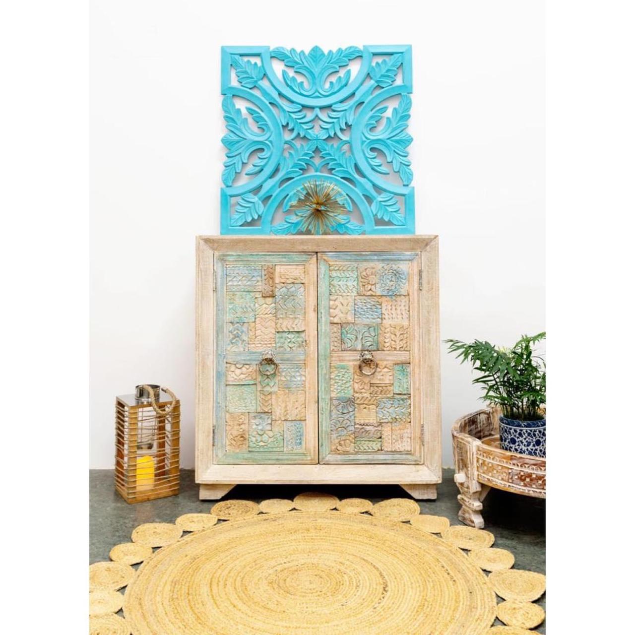 Pitts Hand Carved Wooden Shoe Cabinet