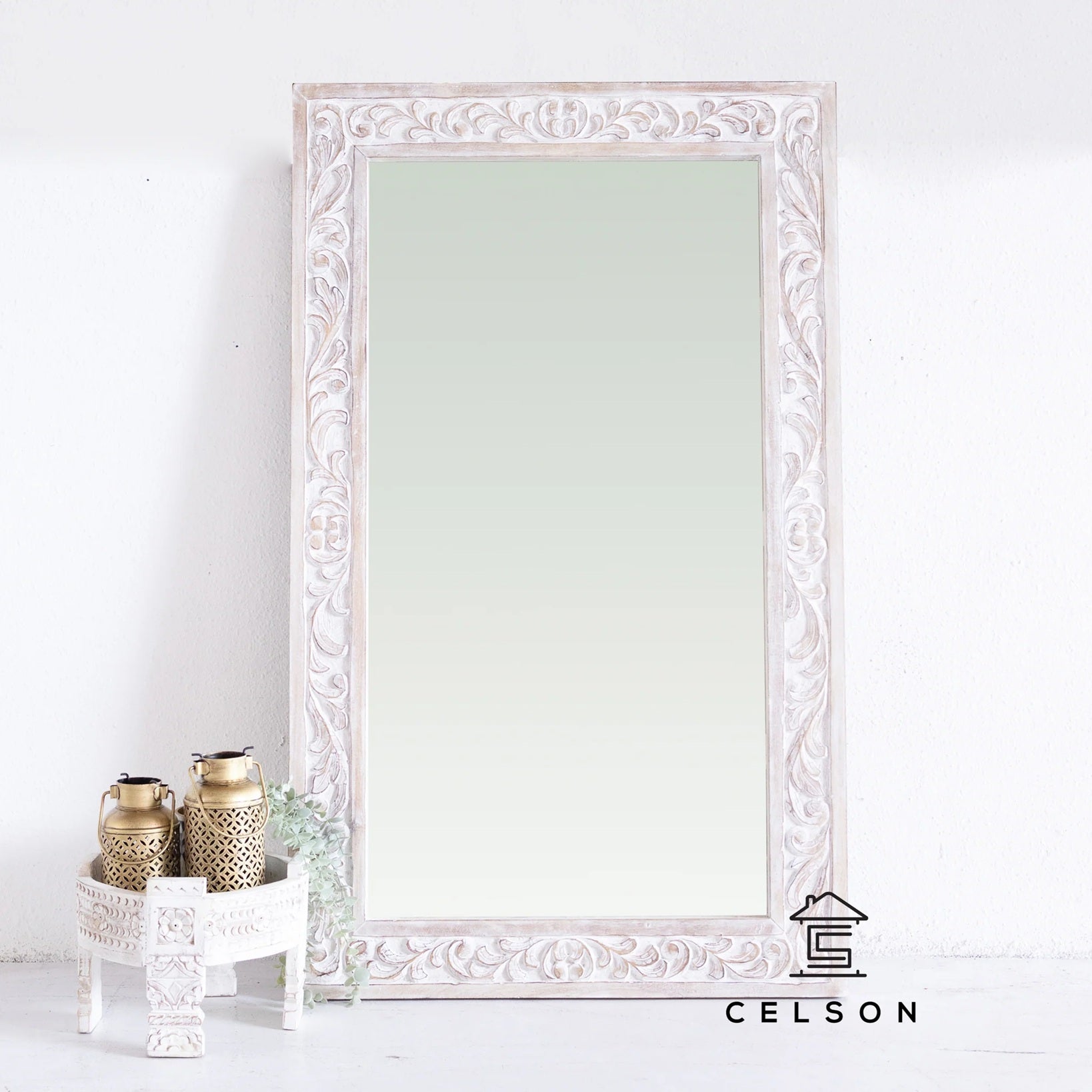 Evan Carved Wooden Mirror