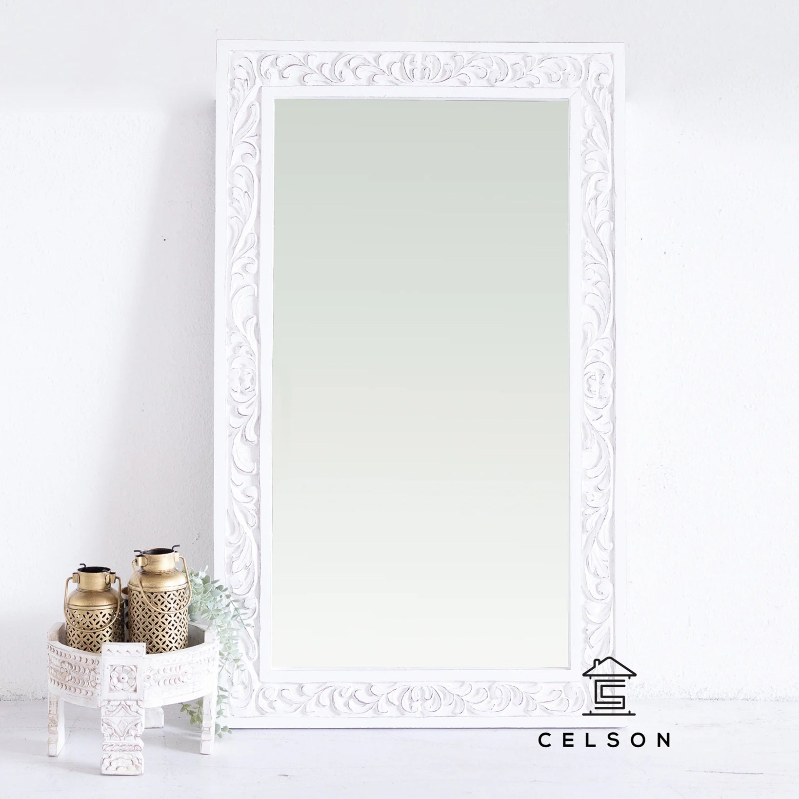 Evan Carved Wooden Mirror