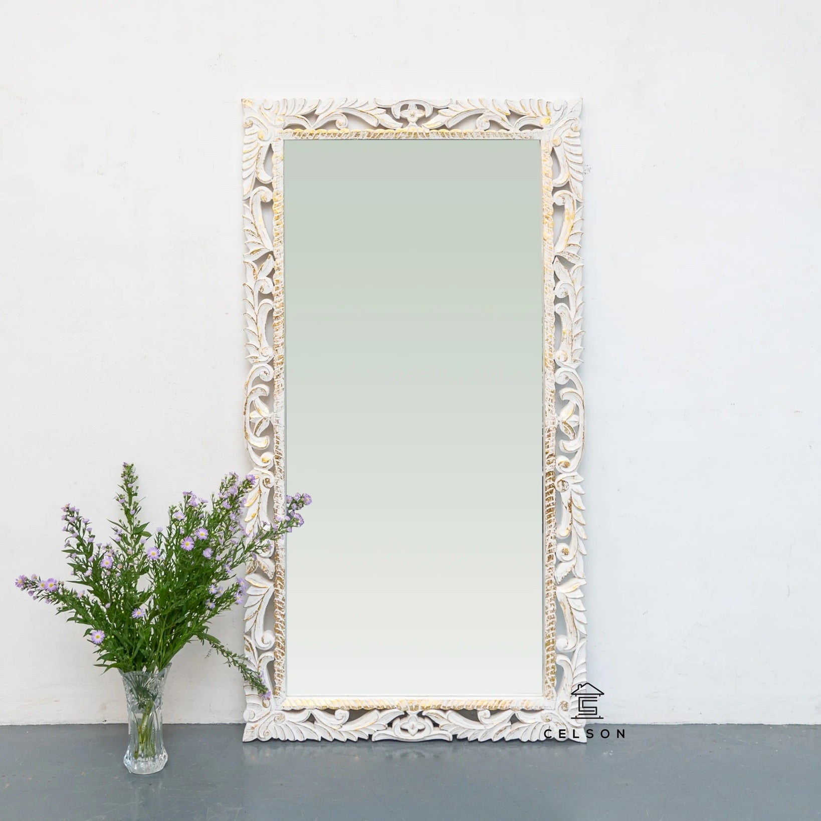 Kathy Carved White & Gold Mirror