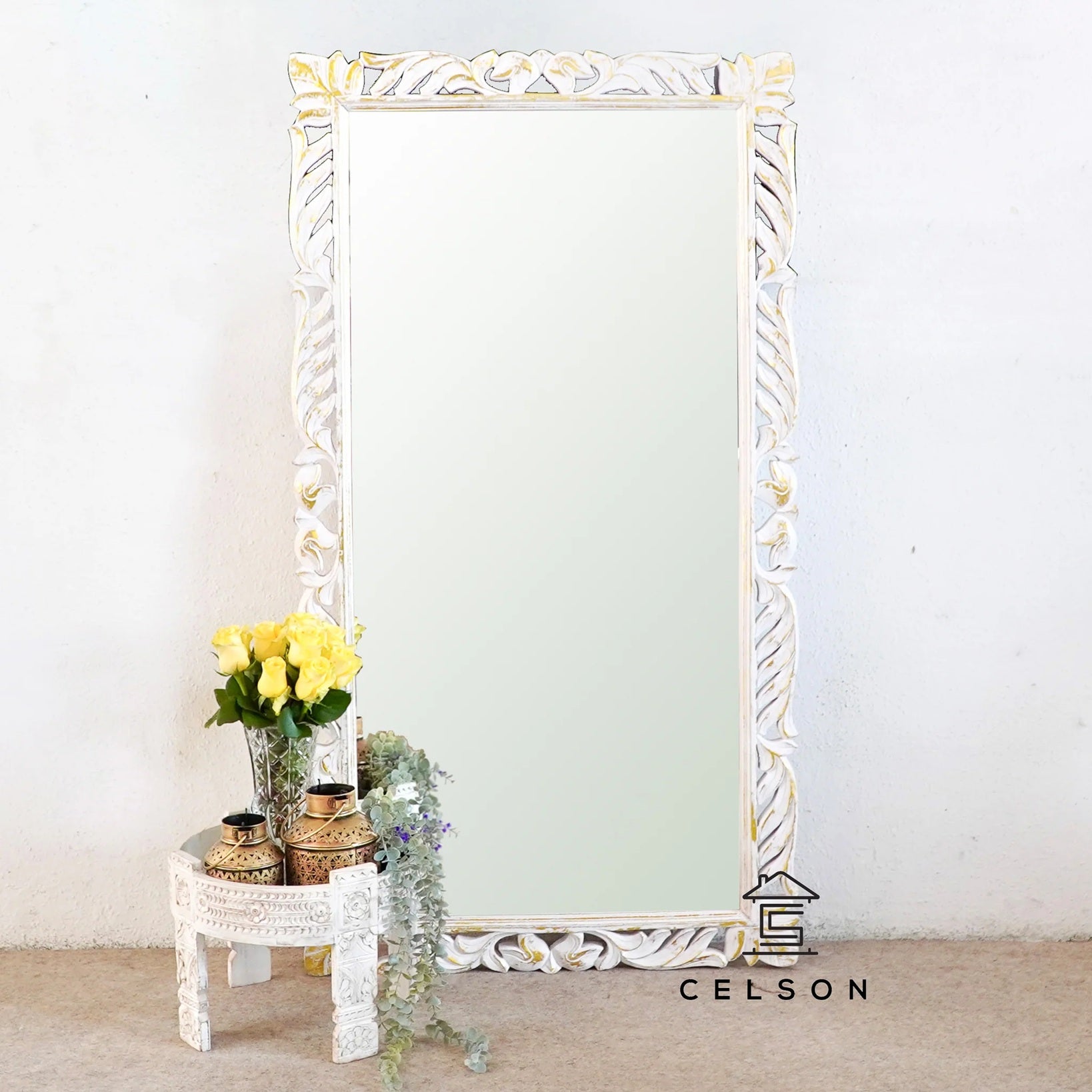 Kathy Carved White & Gold Mirror