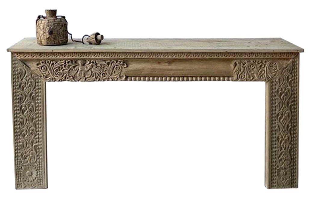Heena Hand Carved Wooden Console Table