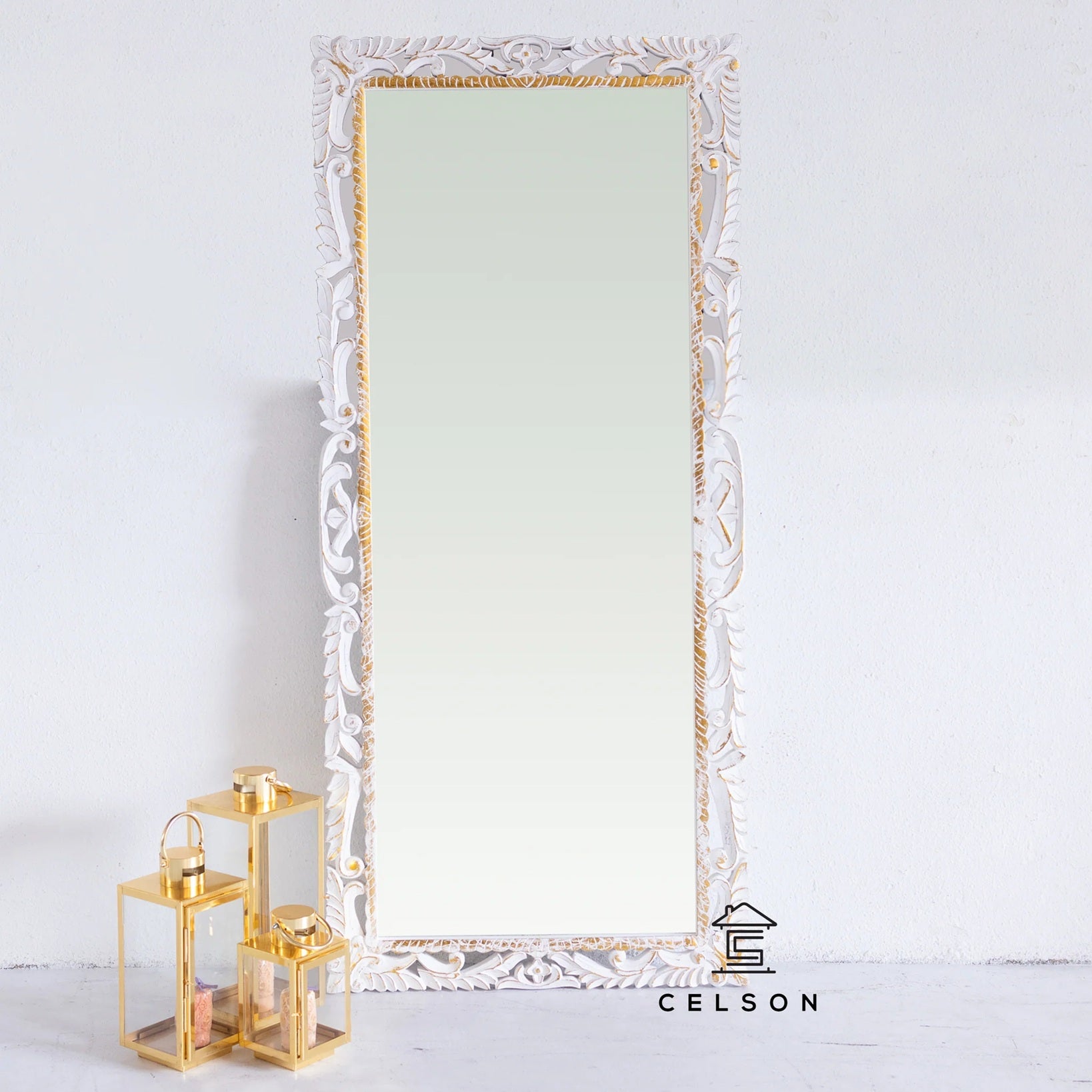 Kathy Carved White & Gold Mirror