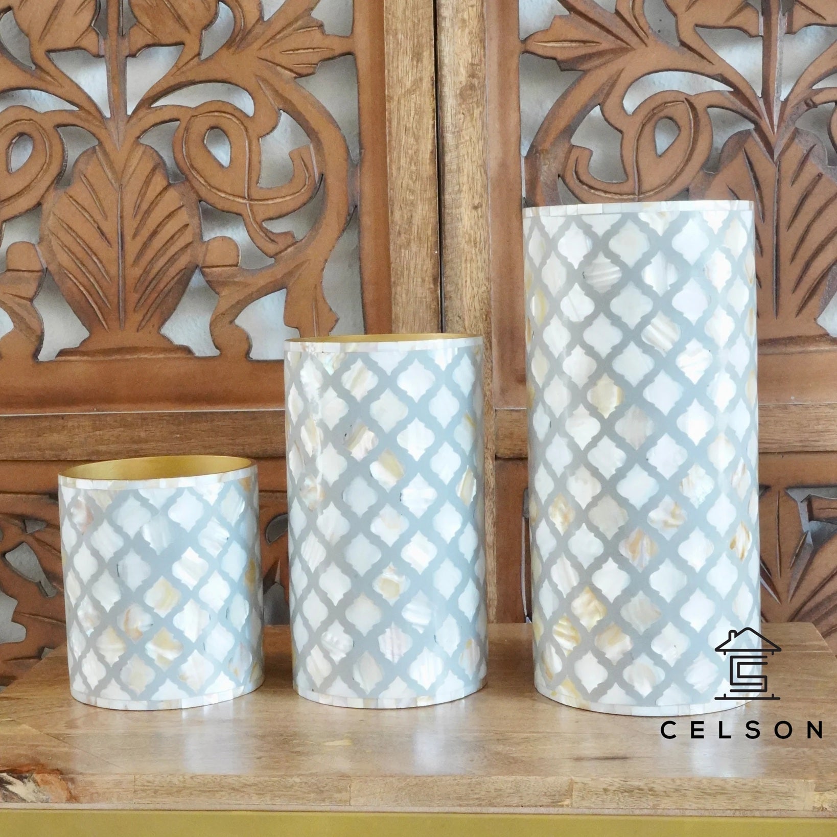 Alira Mother Of Pearl Inlay Vase