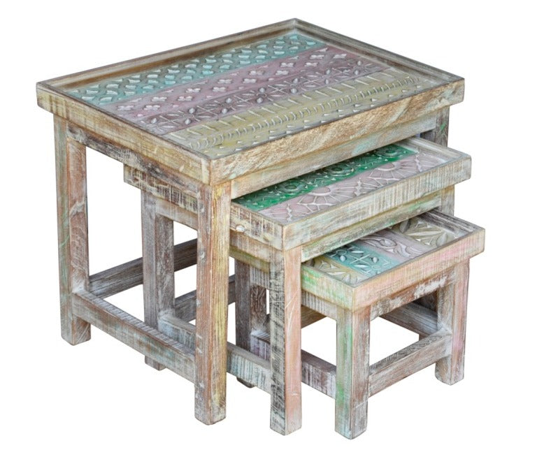 Lyric Wooden Hand Painted Nesting Table