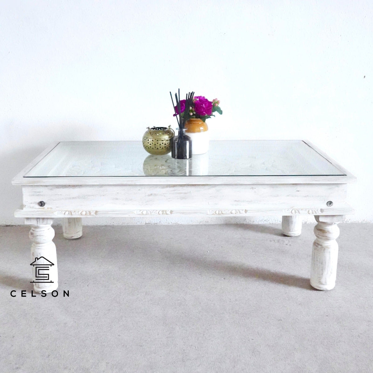 Ecbert Wooden Carved Coffee Table