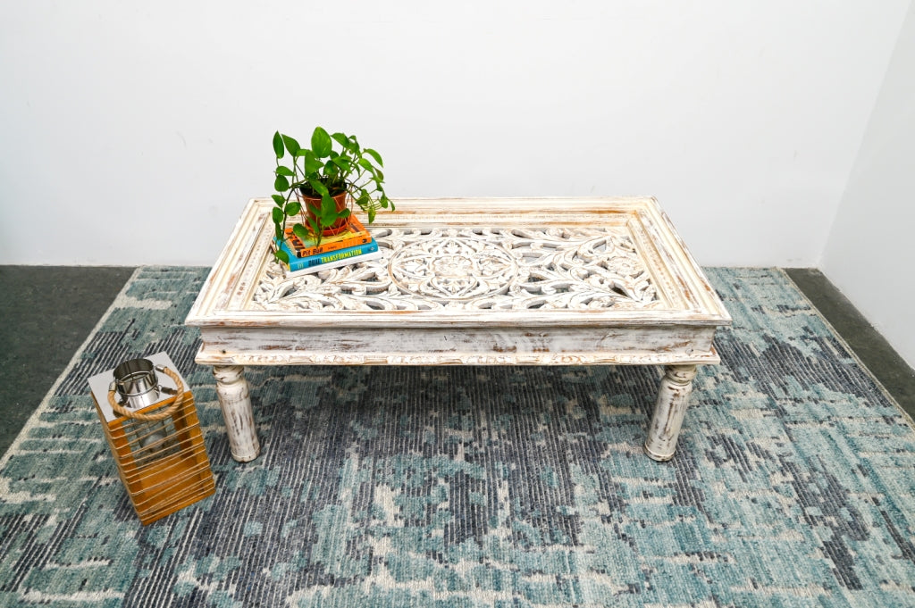 Ecbert Wooden Carved Coffee Table