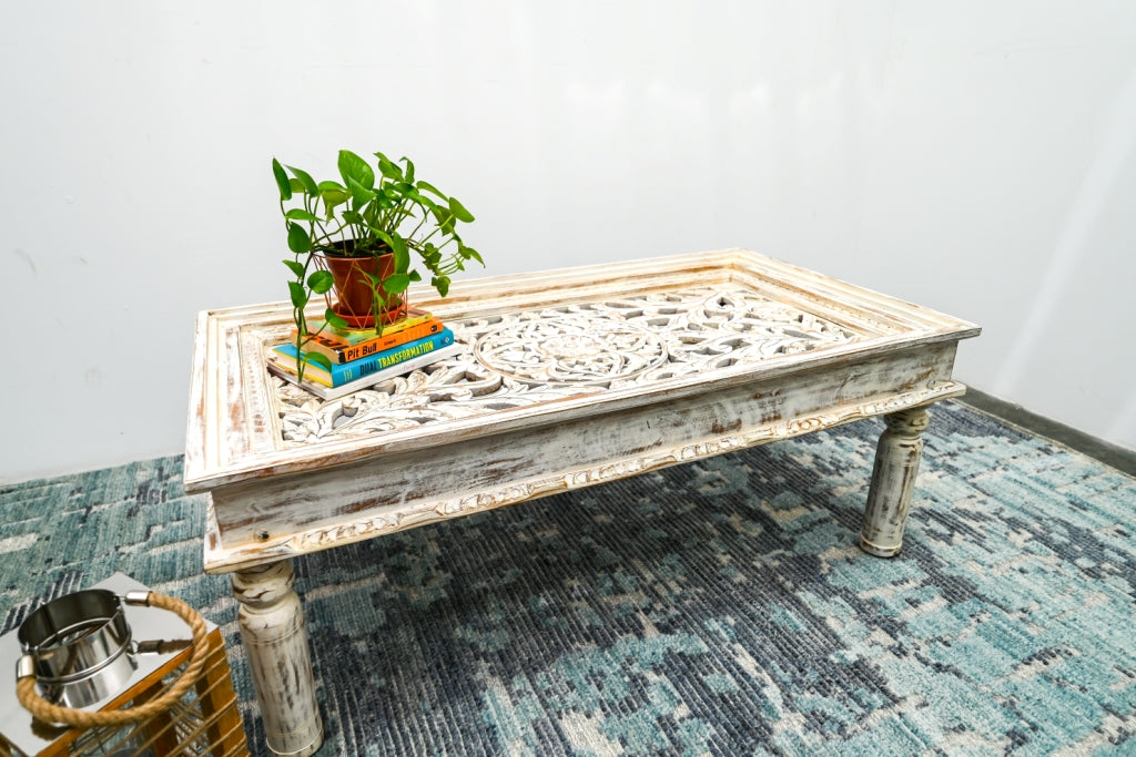 Ecbert Wooden Carved Coffee Table