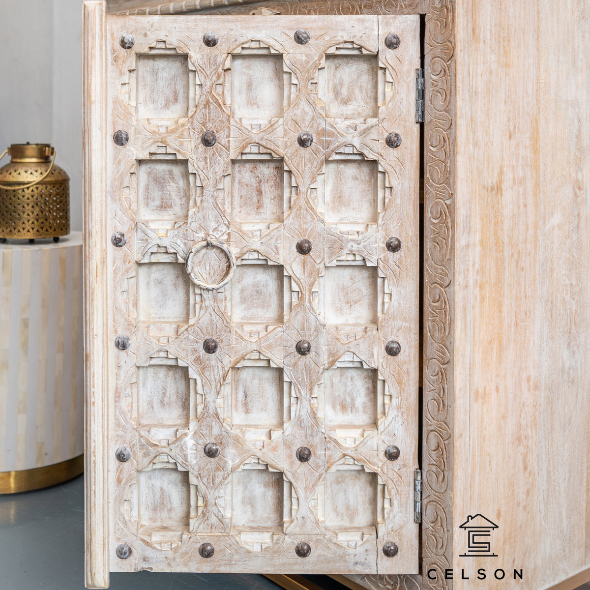 Emma Carved Wooden Cabinet