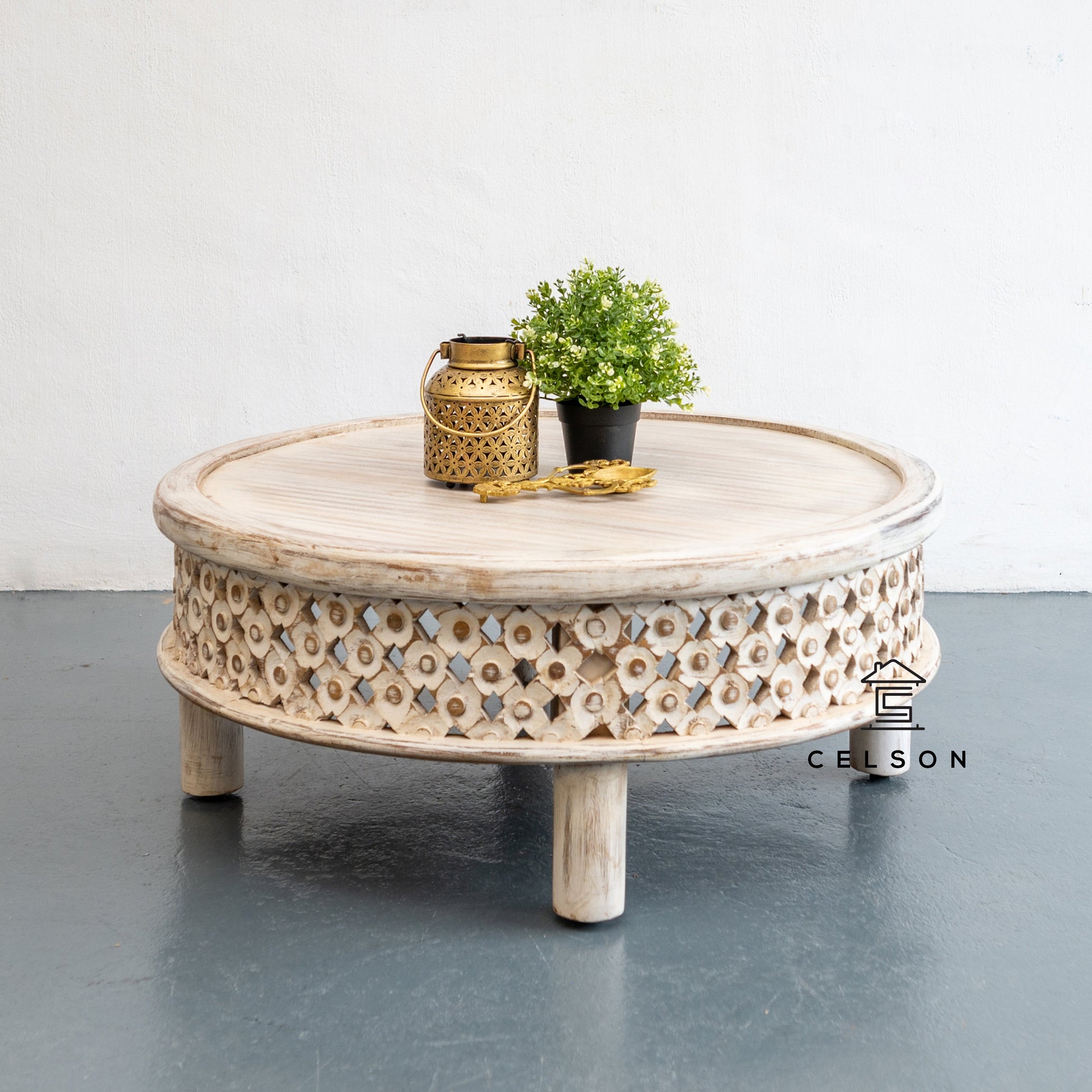 Andrea Carved Wooden Coffee Table