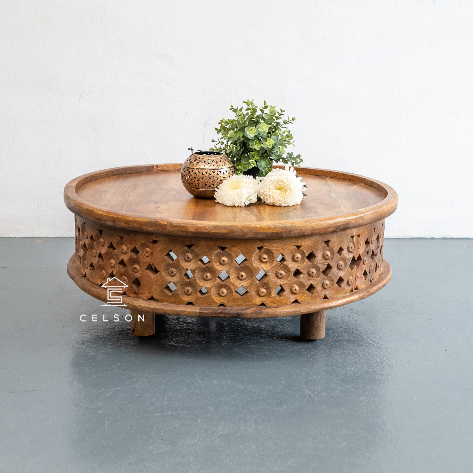 Andrea Carved Wooden Coffee Table