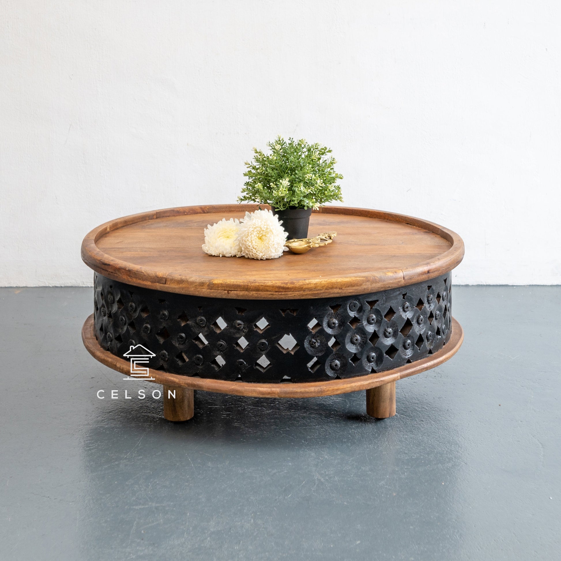 Andrea Carved Wooden Coffee Table