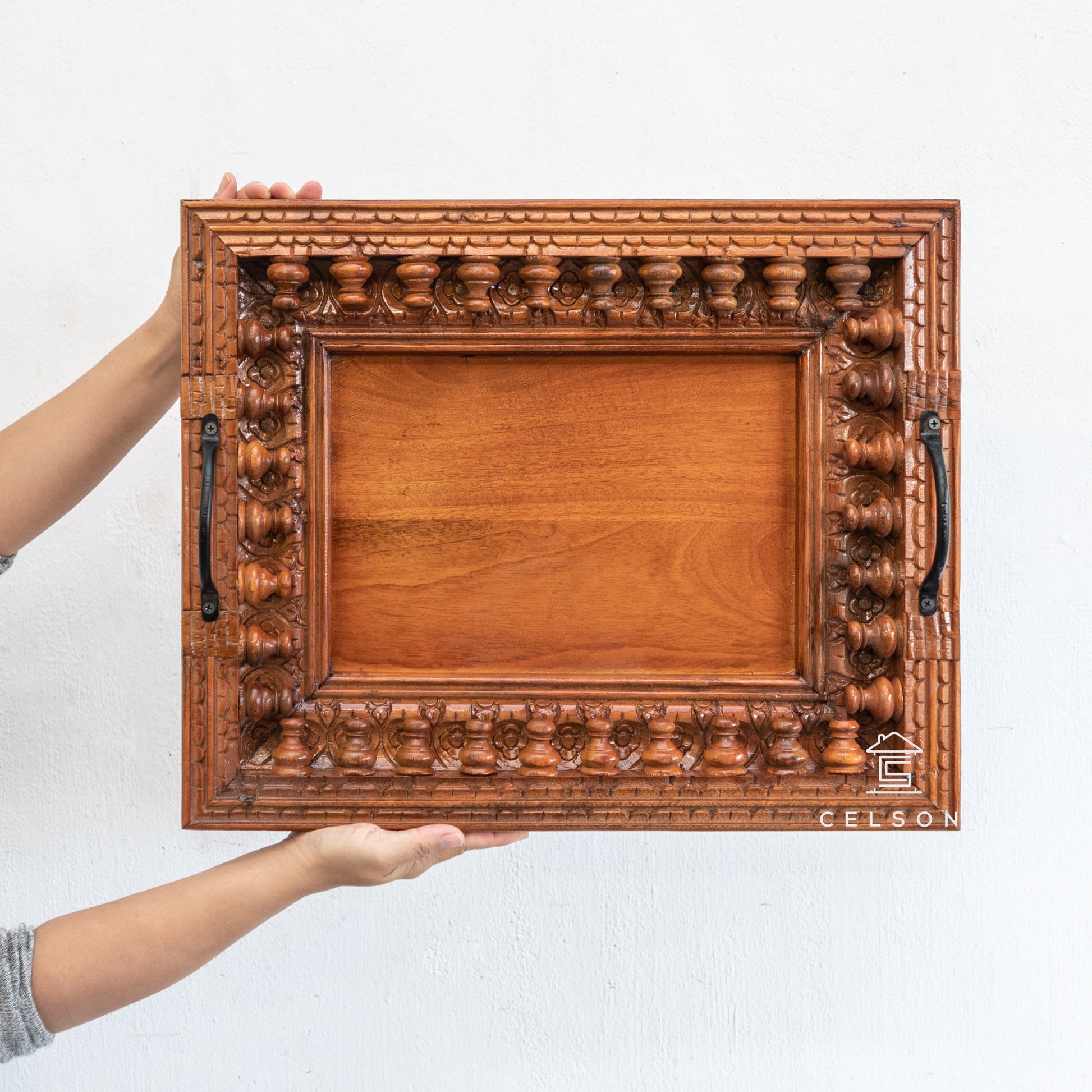 Nivi Wooden Spindle Tray