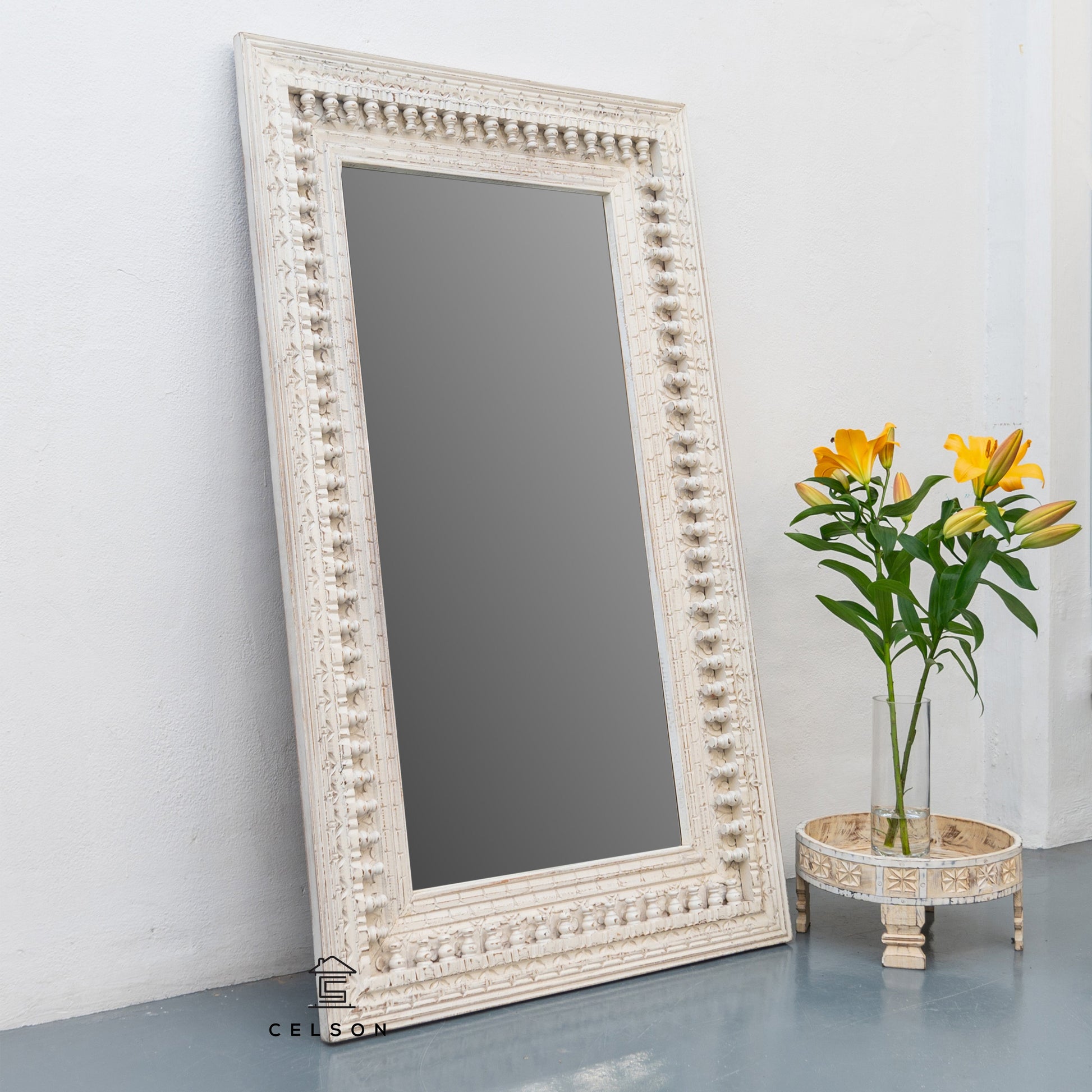 Neesa Hand Carved Wooden Mirror