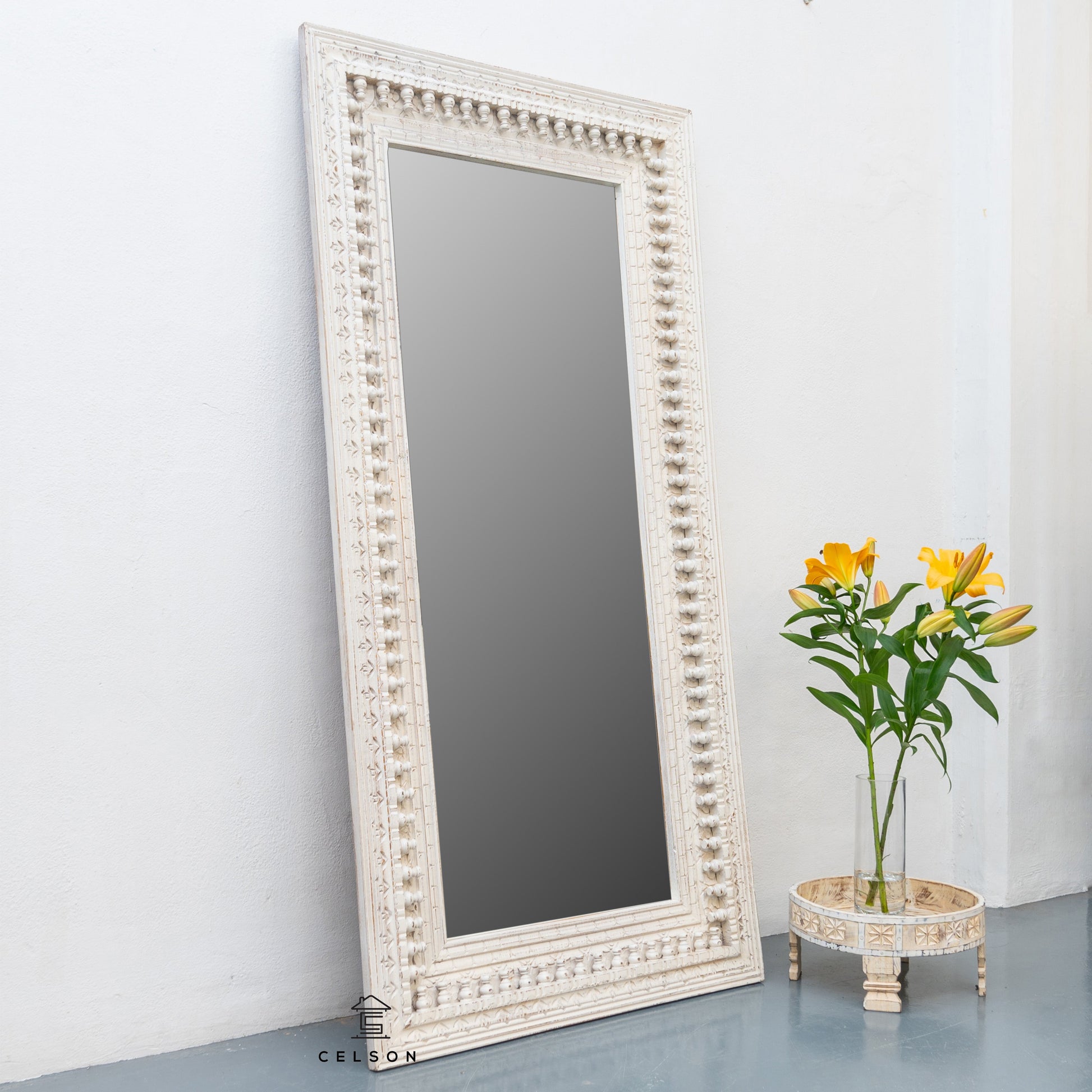 Neesa Hand Carved Wooden Mirror