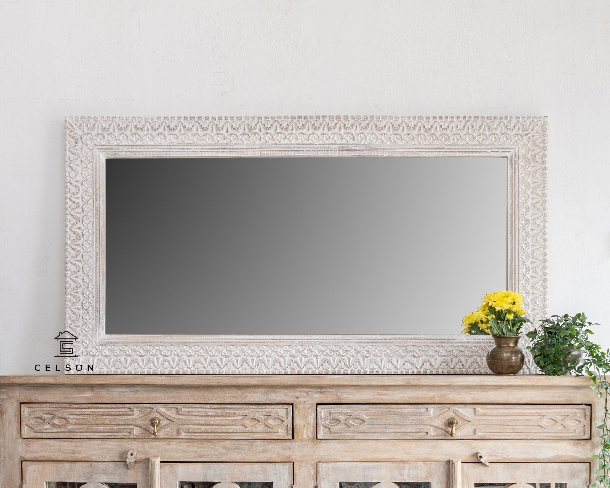 Riva Hand Carved Wooden Mirror