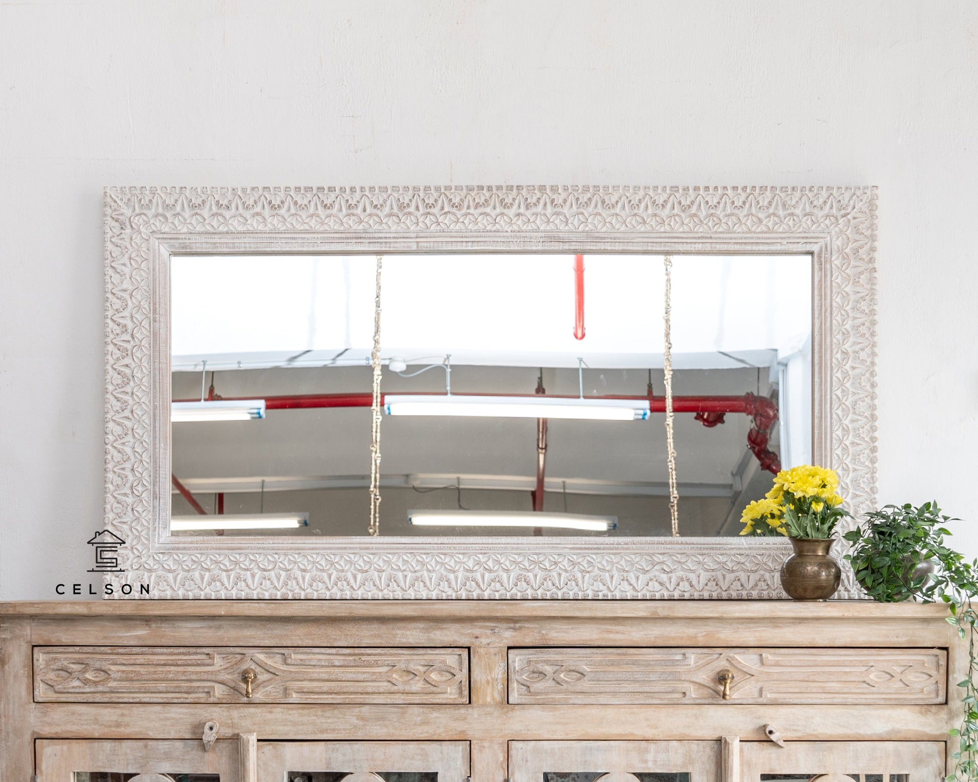 Riva Hand Carved Wooden Mirror