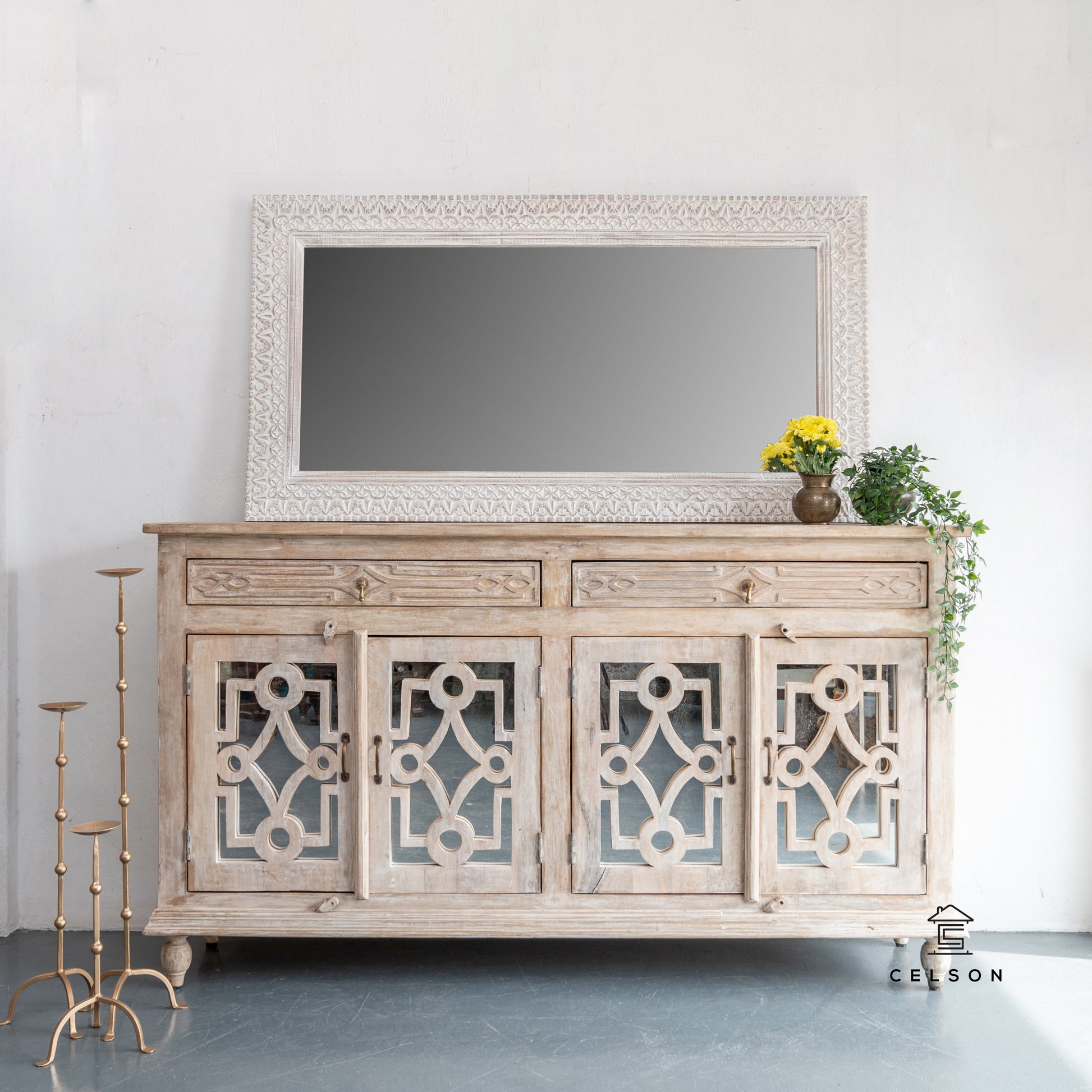 Riva Hand Carved Wooden Mirror