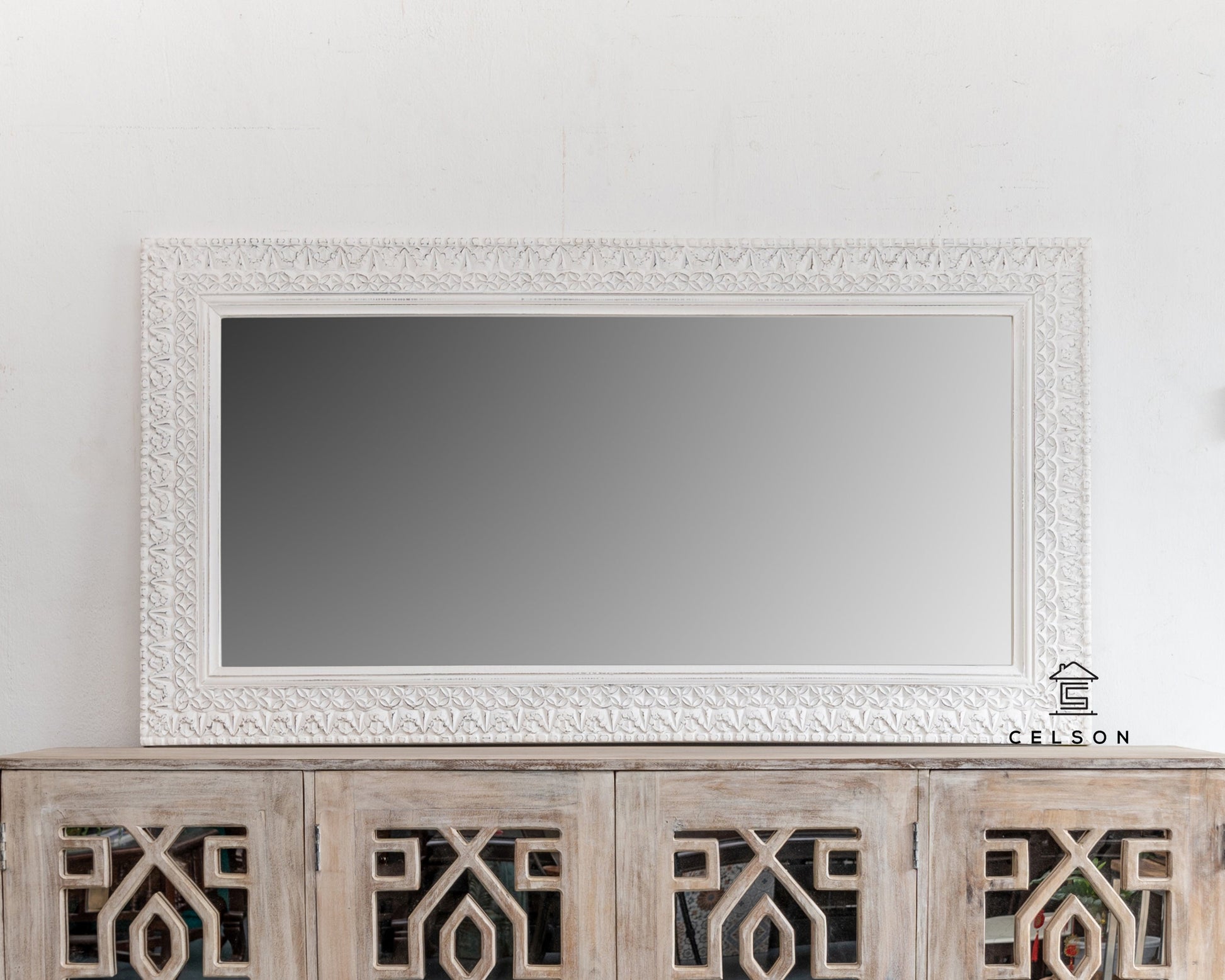 Riva Hand Carved Wooden Mirror