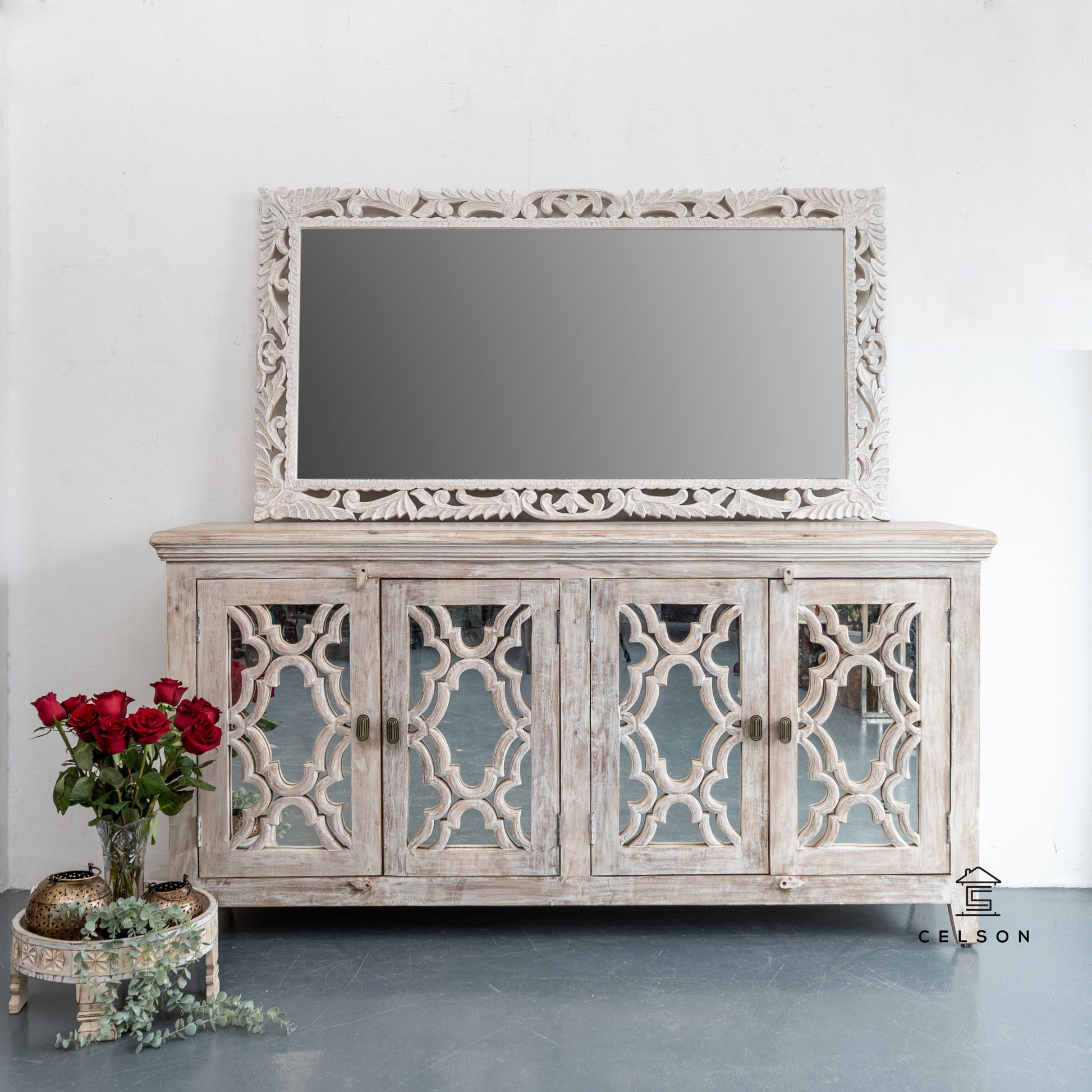 Kai Carved Distrssed Mirror