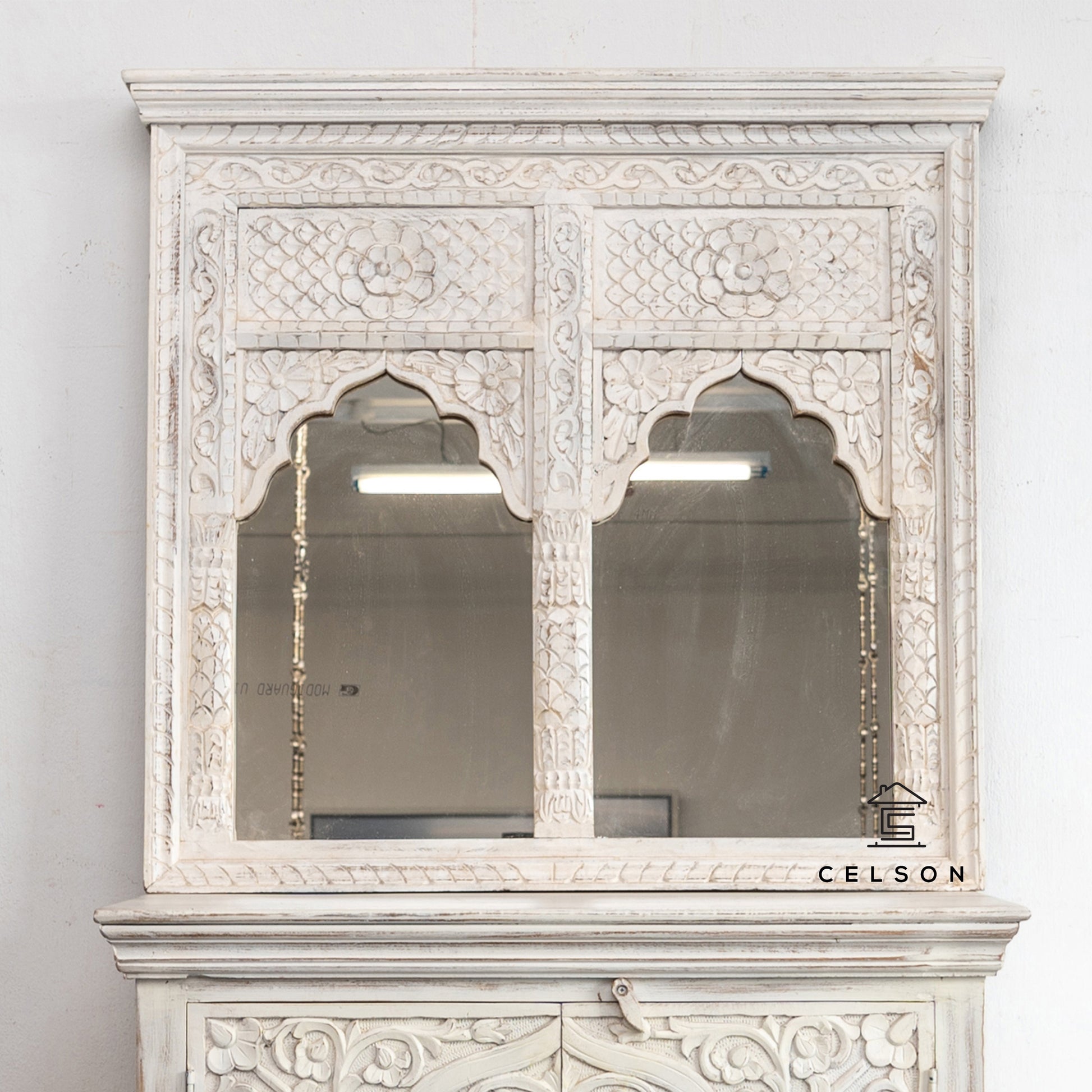 Emma Hand Carved Wooden Mirror