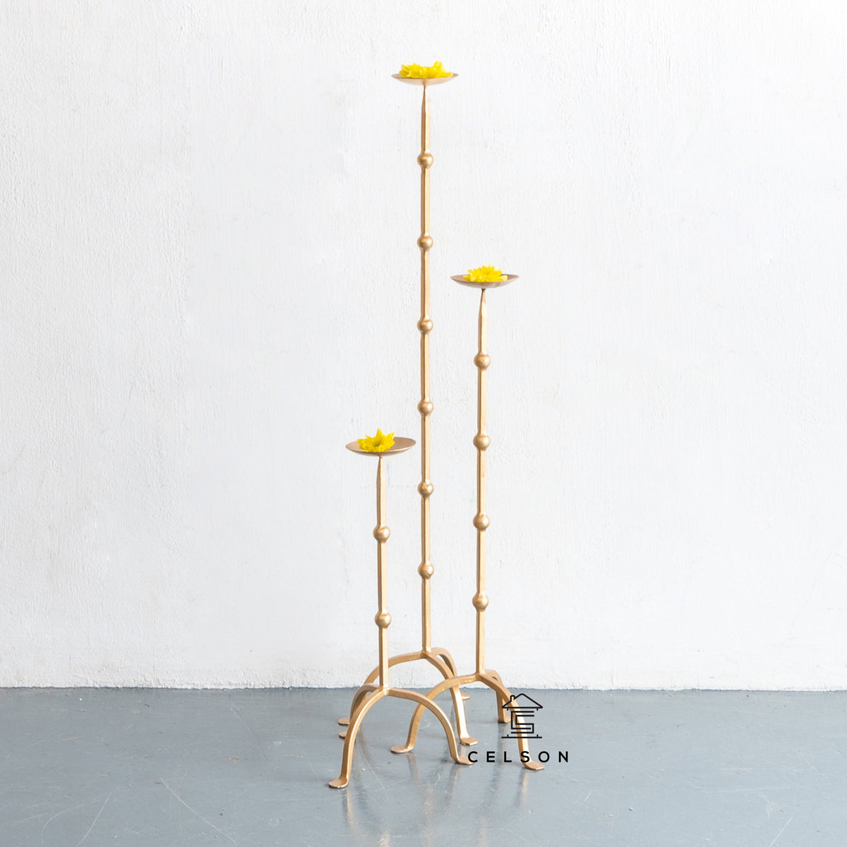 Nibha Brass Finish Metal Candle Stand