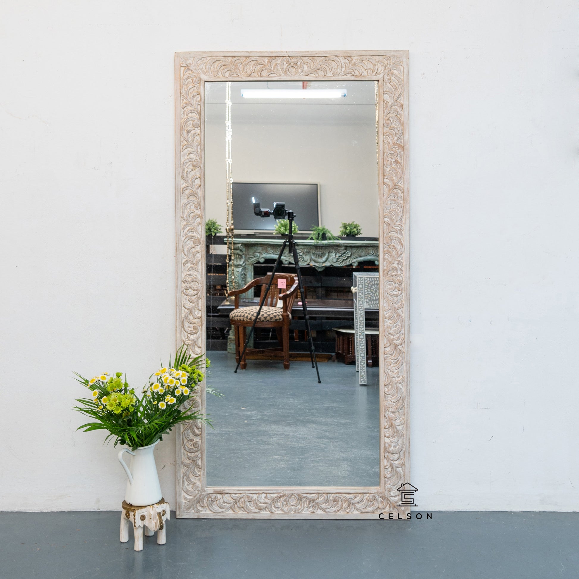 Eleanor Hand Carved Wooden Mirror