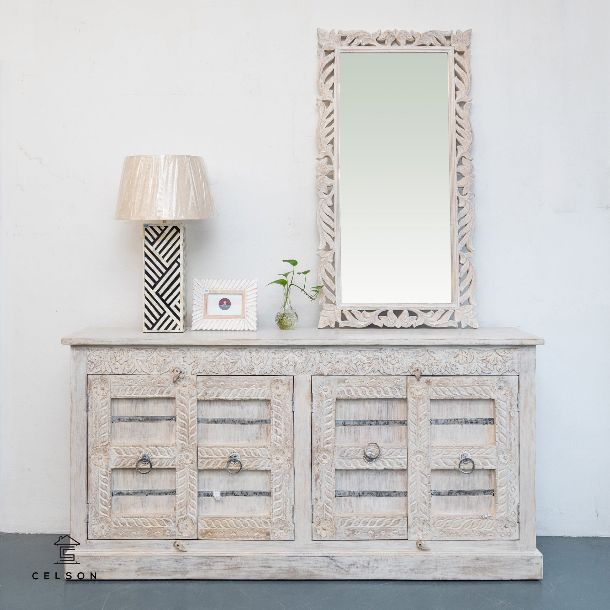 Kai Carved Distrssed Mirror