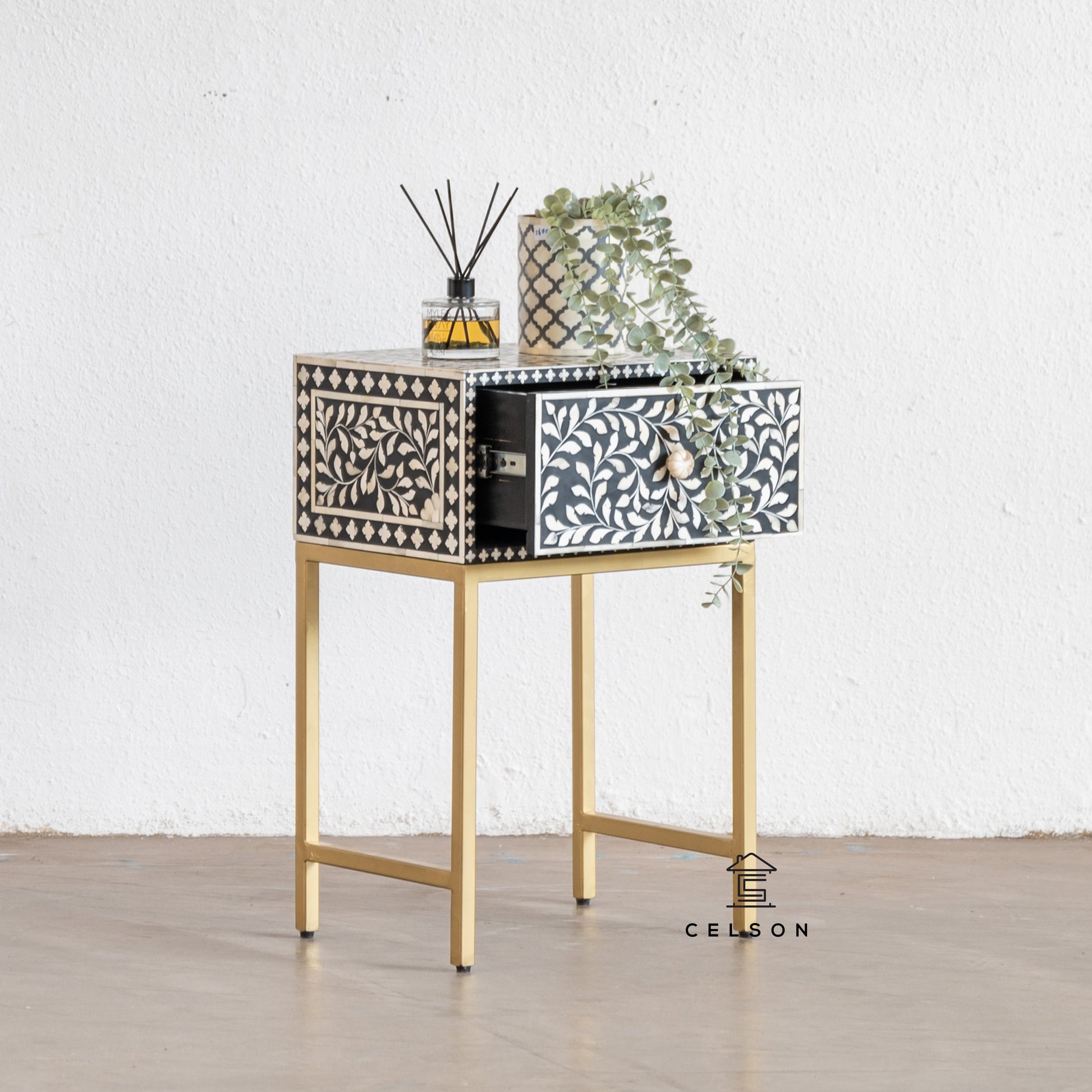 Suzy Bone Inlay Bedside