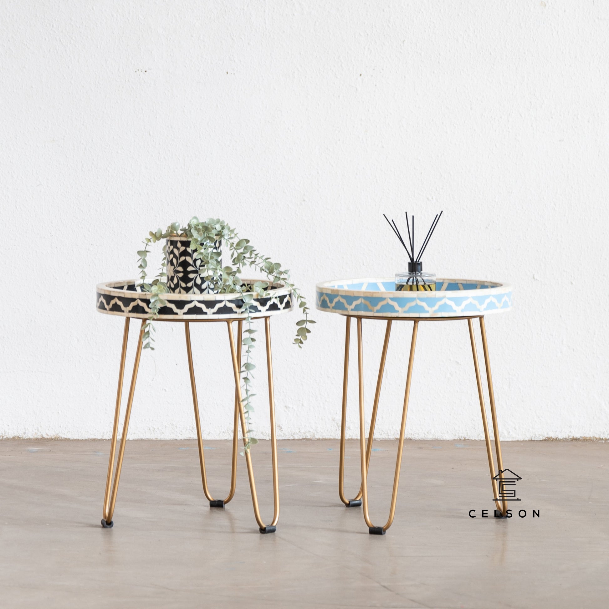 Naina Bone Inlay Tray Side Table