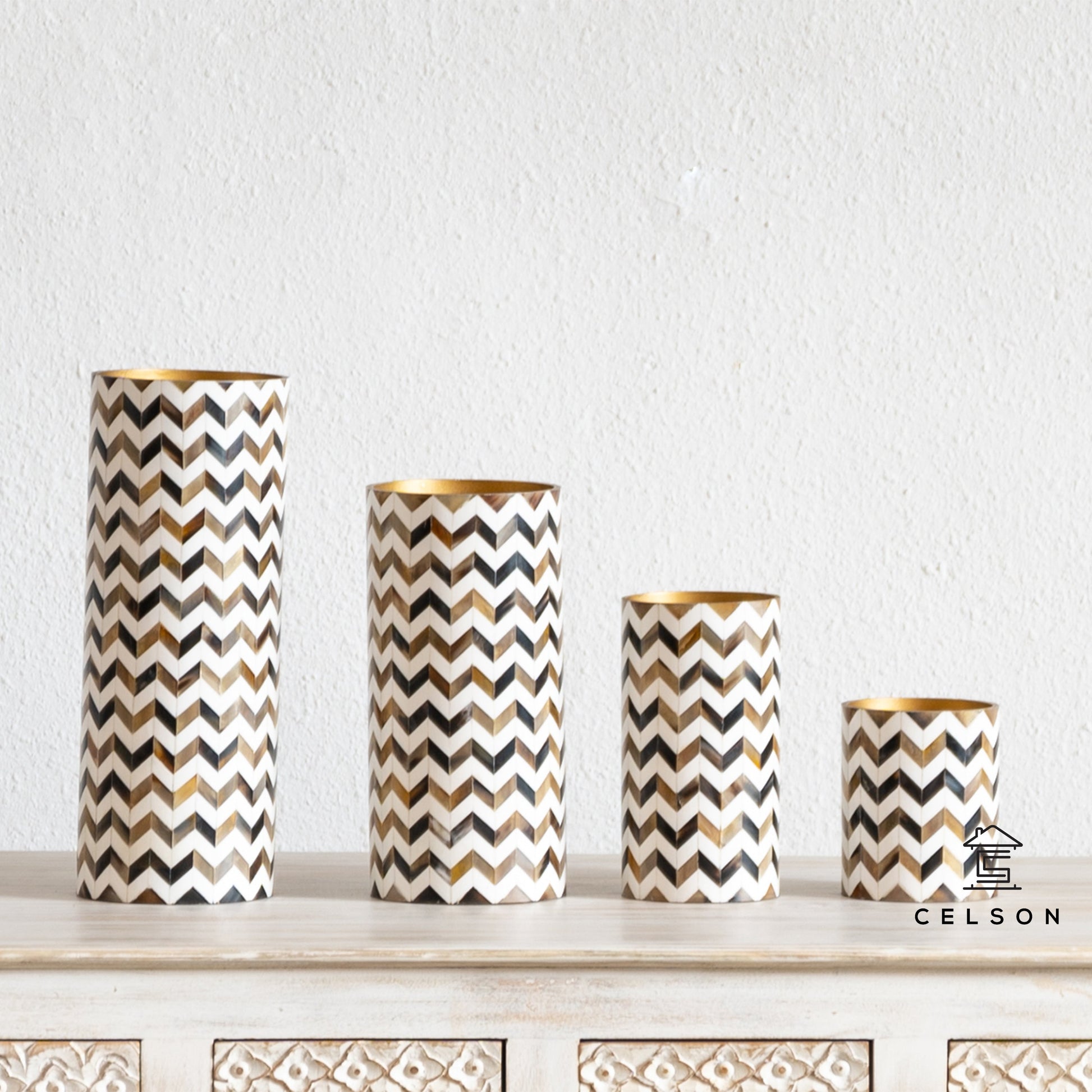 Sam Horn Inlay Flower Vase