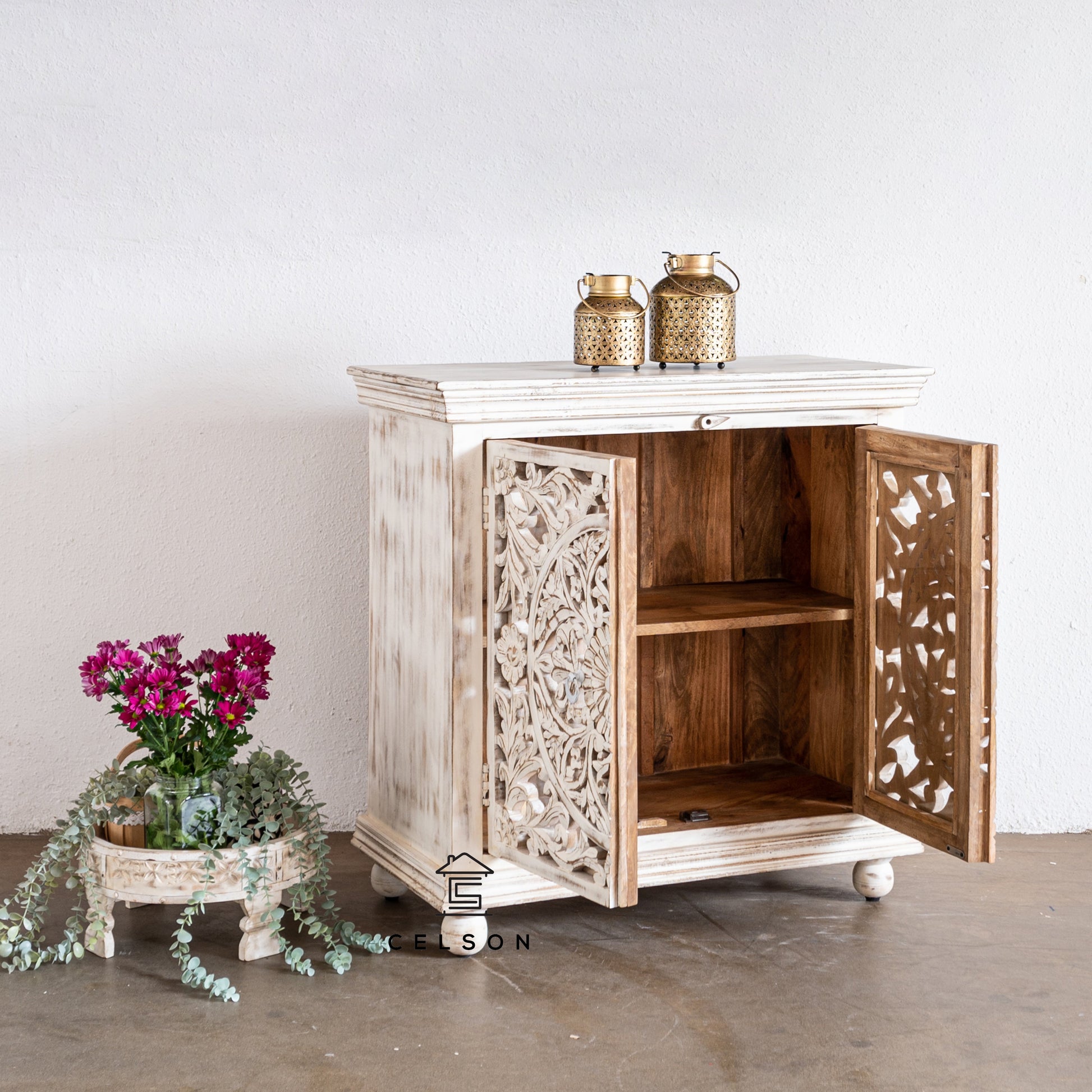Mecca Carved Wooden Cabinet