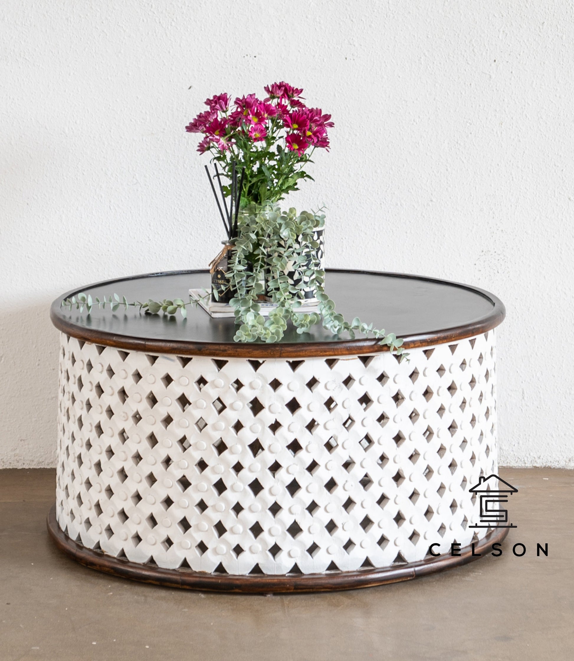 Paloma Carved Wooden Coffee Table