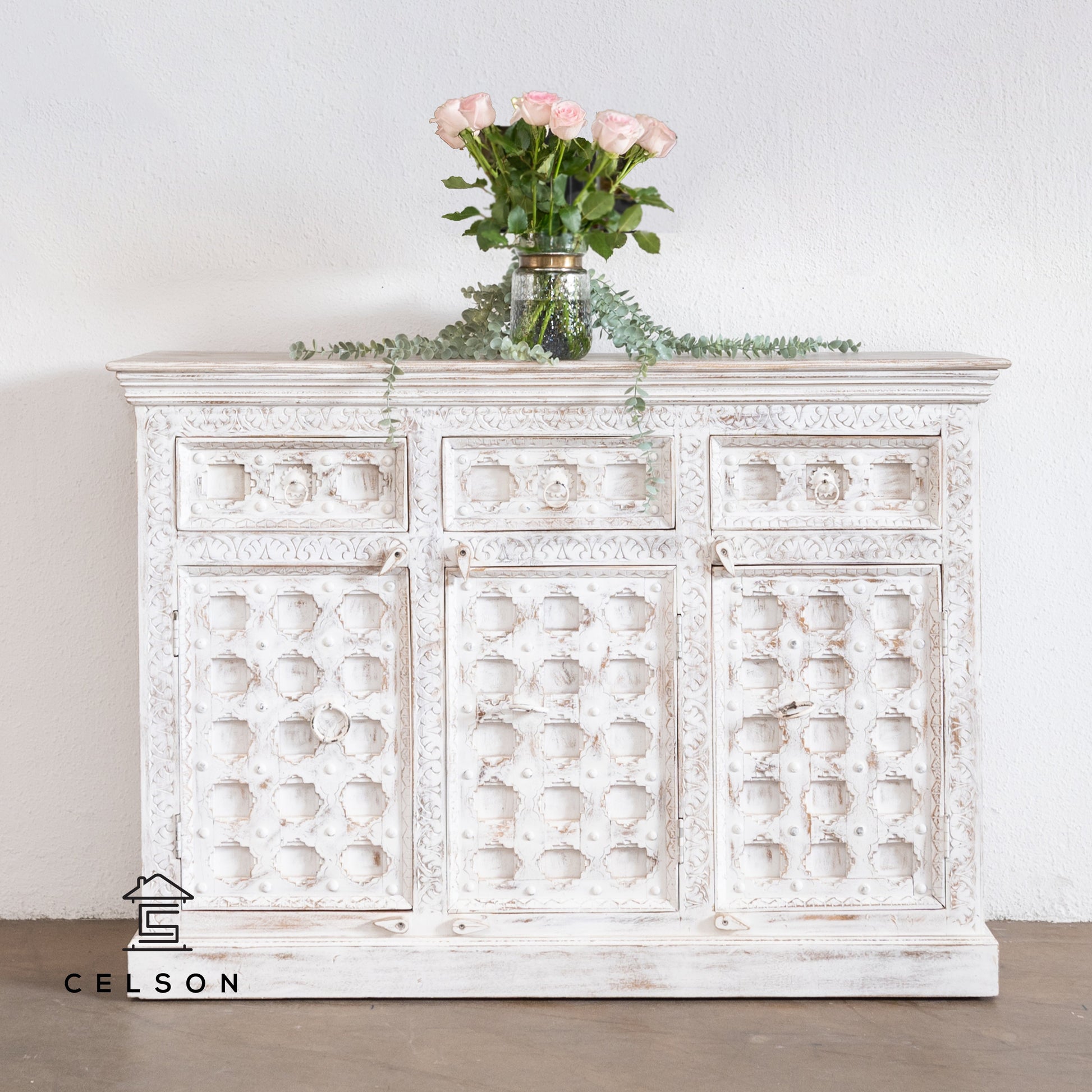 Dallas Carved Wooden Sideboard