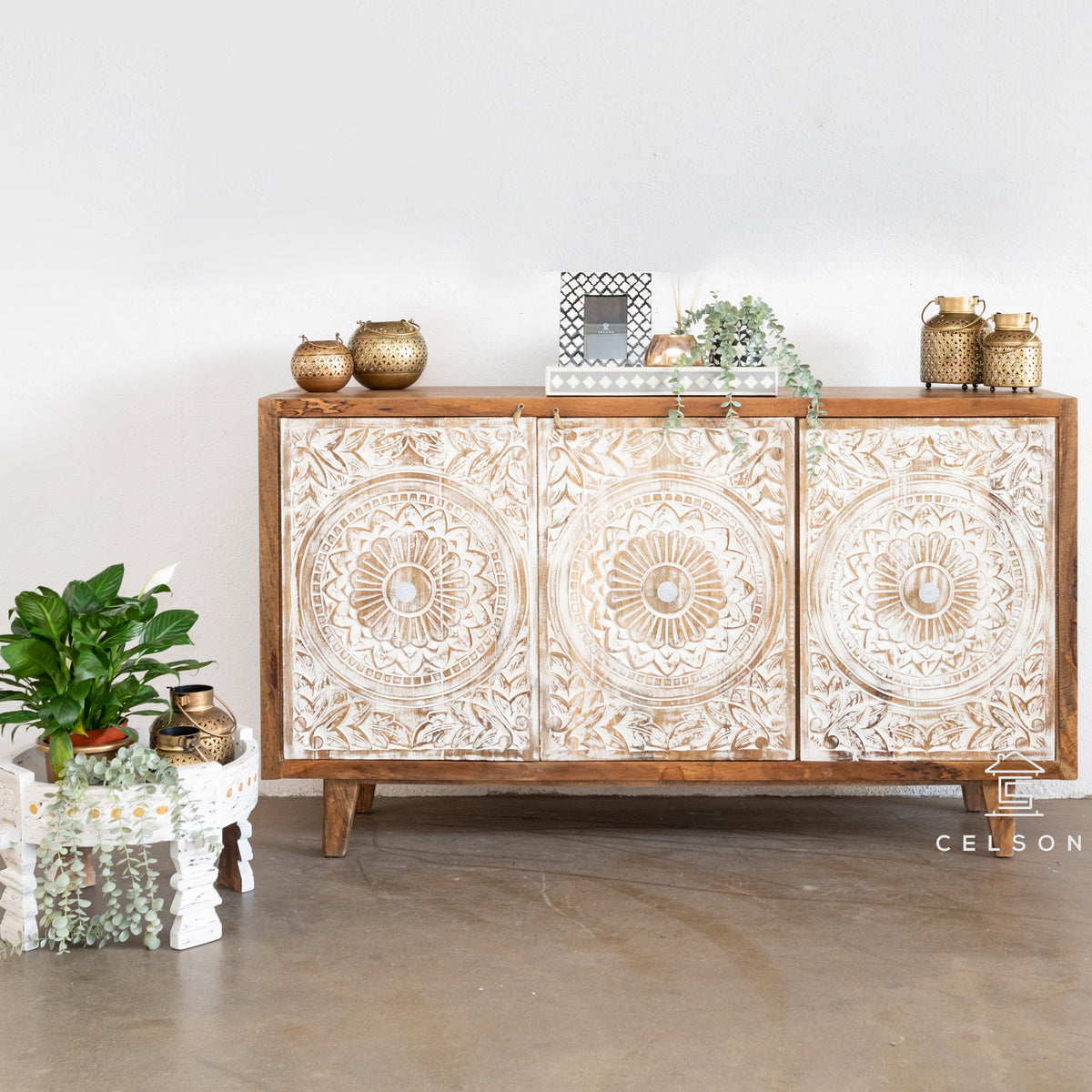 Heidi Hand Carved Wooden Sideboard