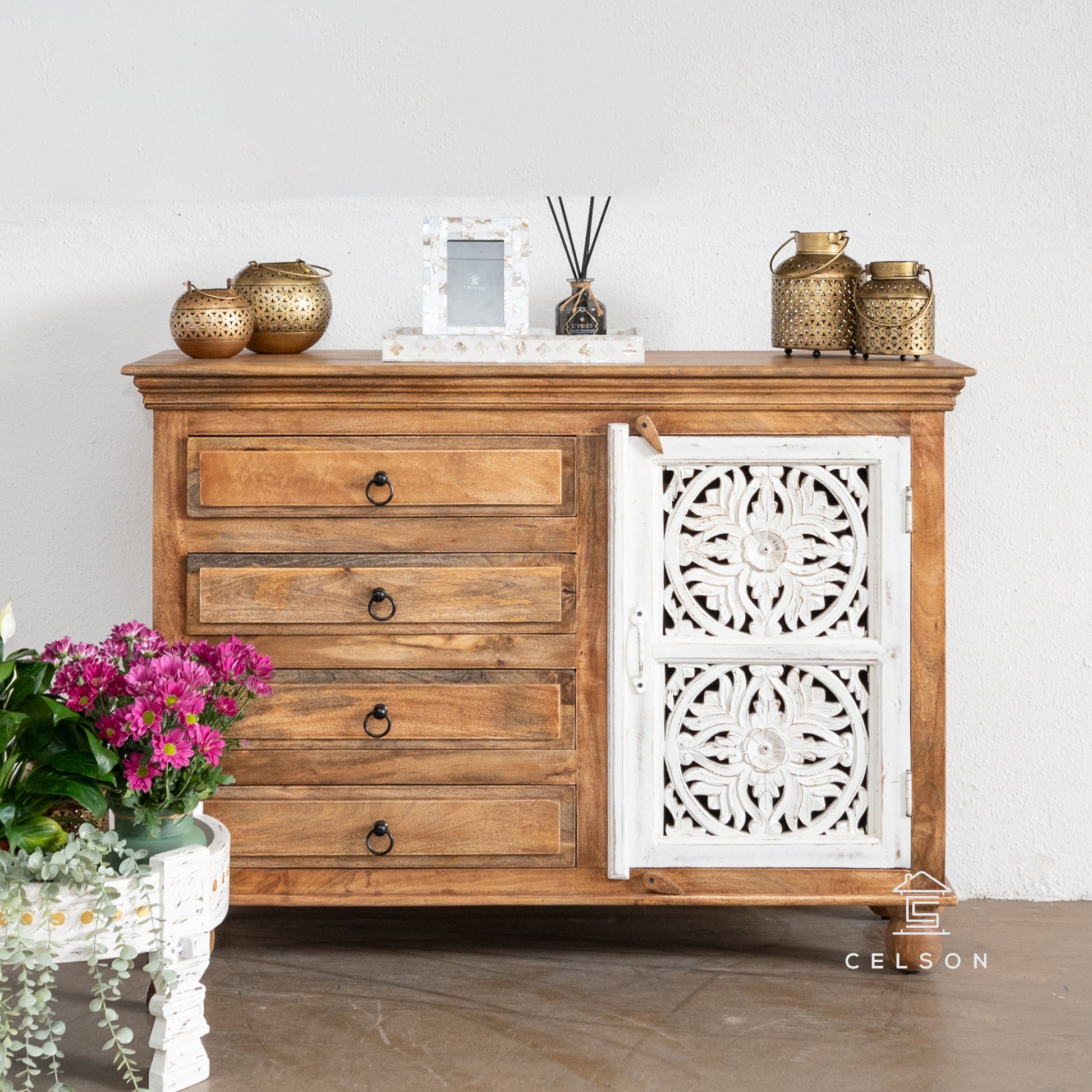 Sarah Carved Wooden Cabinet
