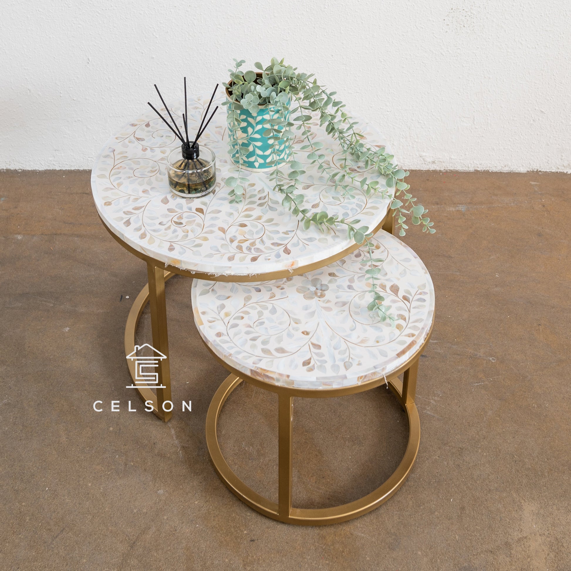 Michelle Nesting Bone Inlay Coffee Table