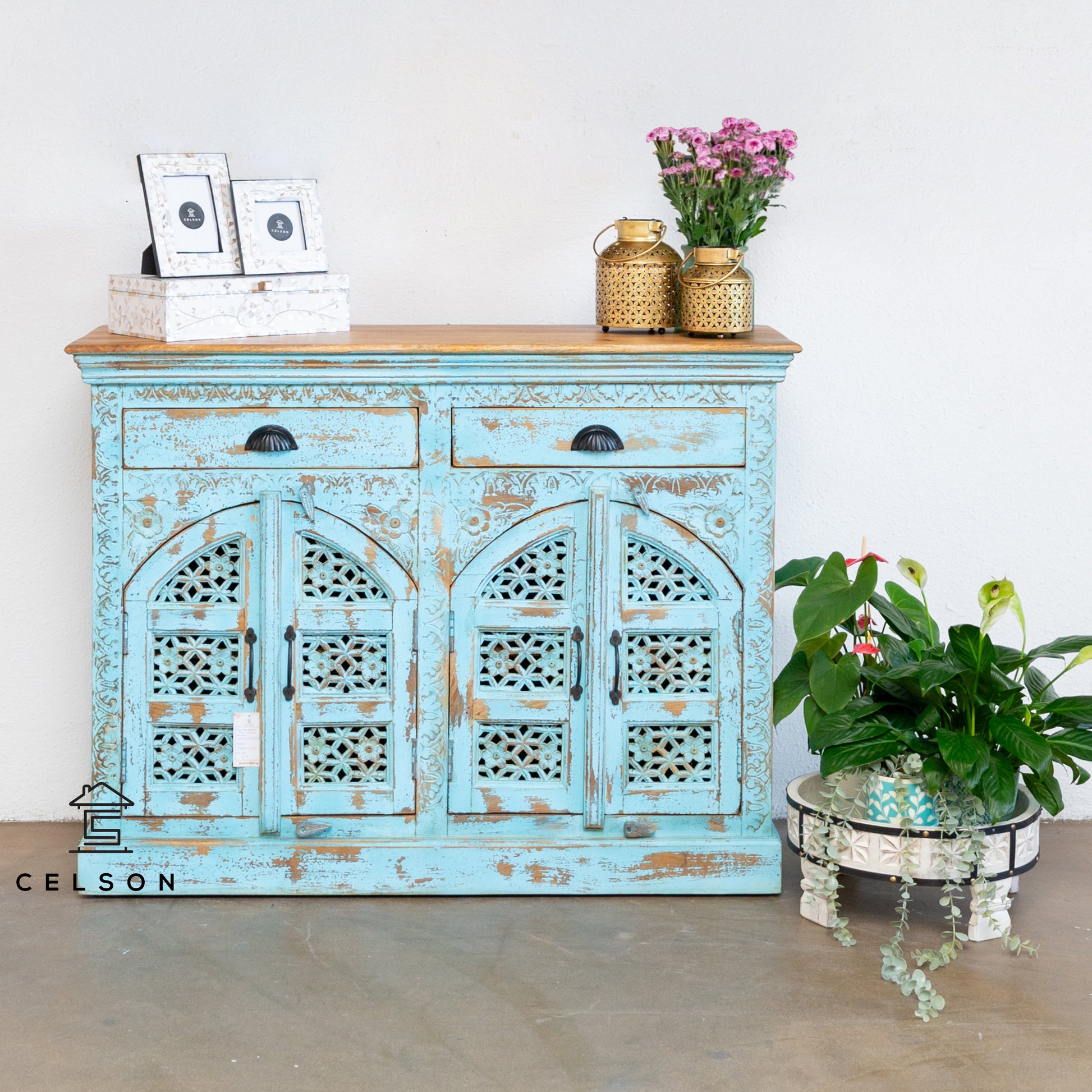 Anna Carved Wooden Cabinet