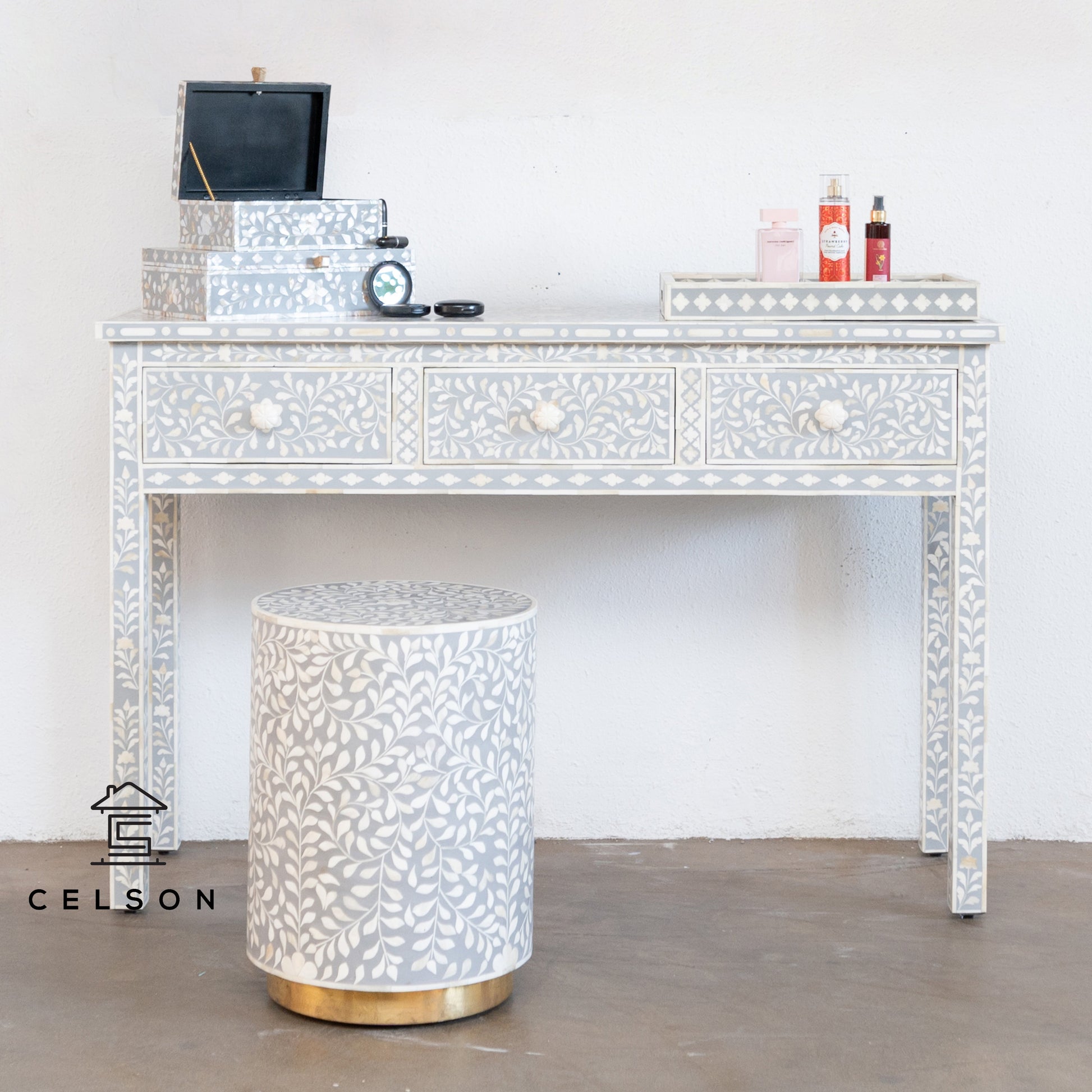 Brusky Bone Inlay Console Table