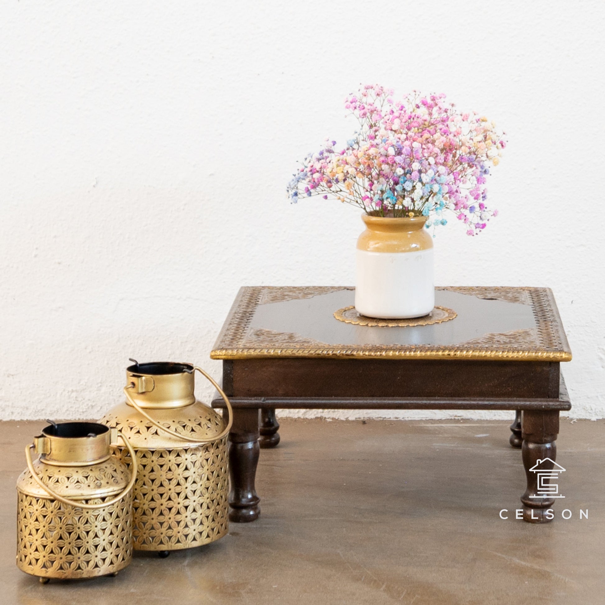 Kudi Brass Fitted Stool