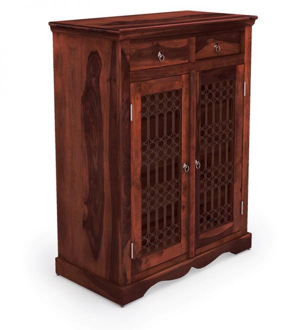 Shea Hand Carved Wooden Shoe Cabinet