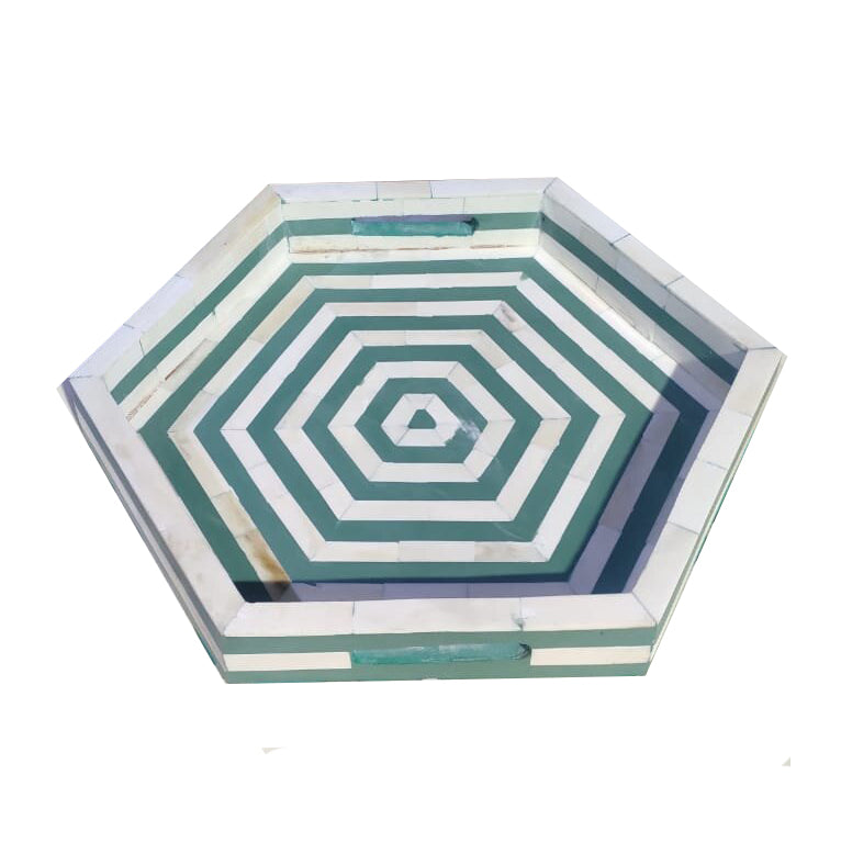Tissaia Hexagonal Bone Inlay Tray
