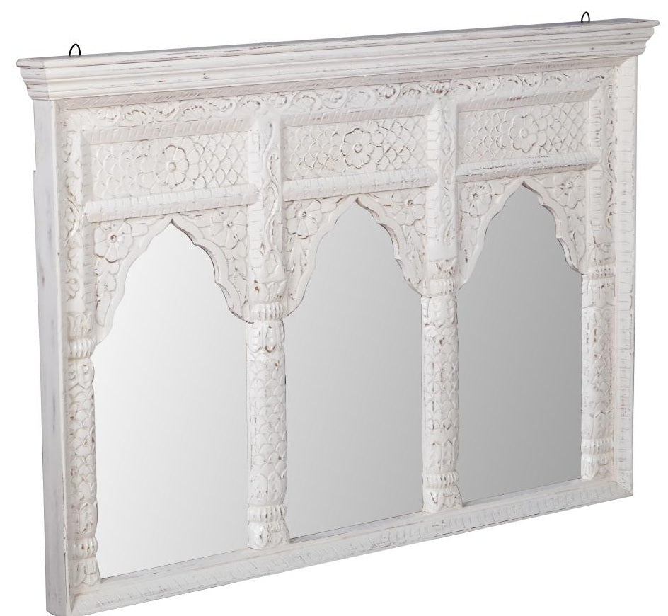 Mahee Hand Carved Wooden Arch Mirror