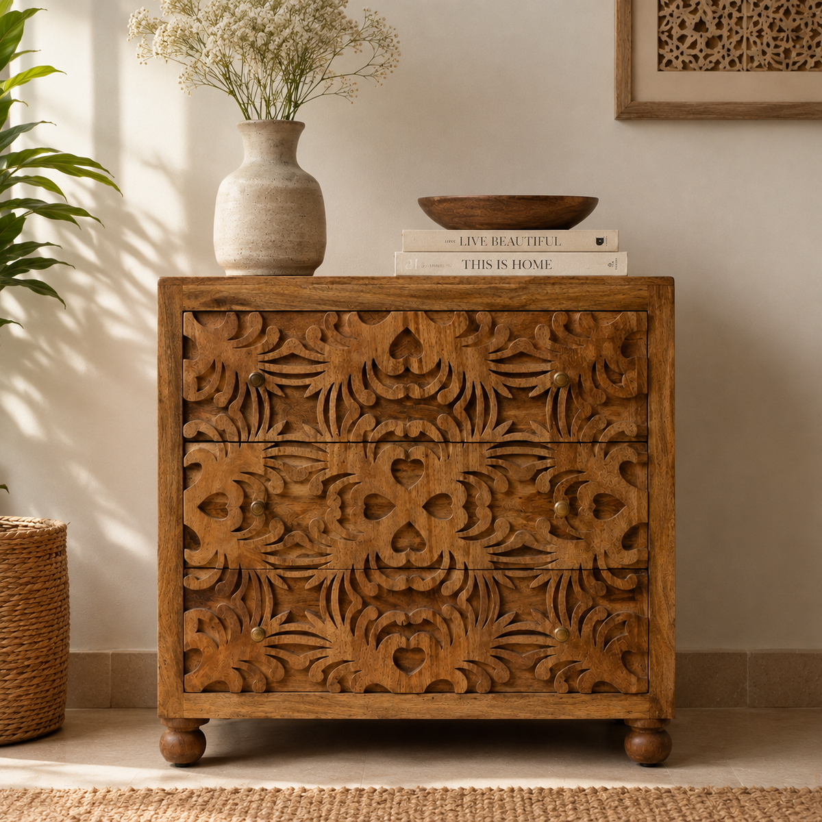Satan Wooden Carved Cabinet