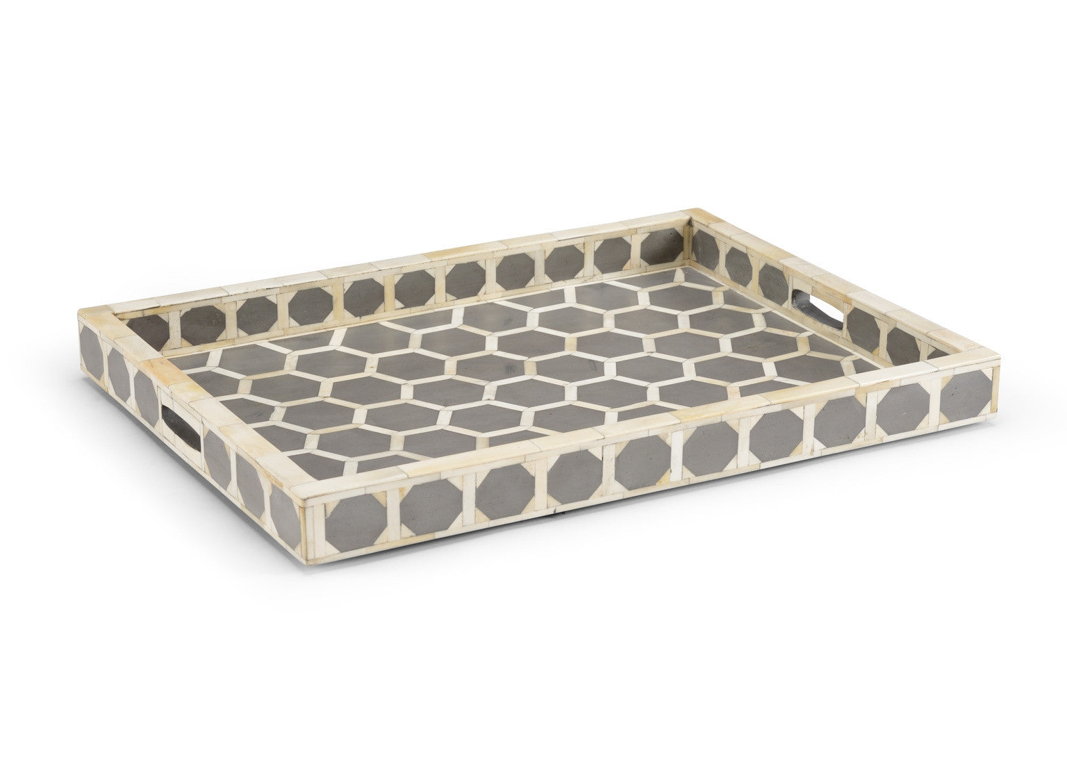 Julius Bone Inlay Tray with Honeycomb Pattern