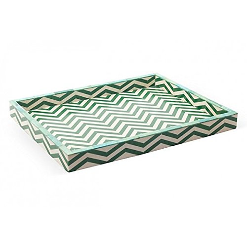 Paula Bone Inlay Tray with Chevron Pattern