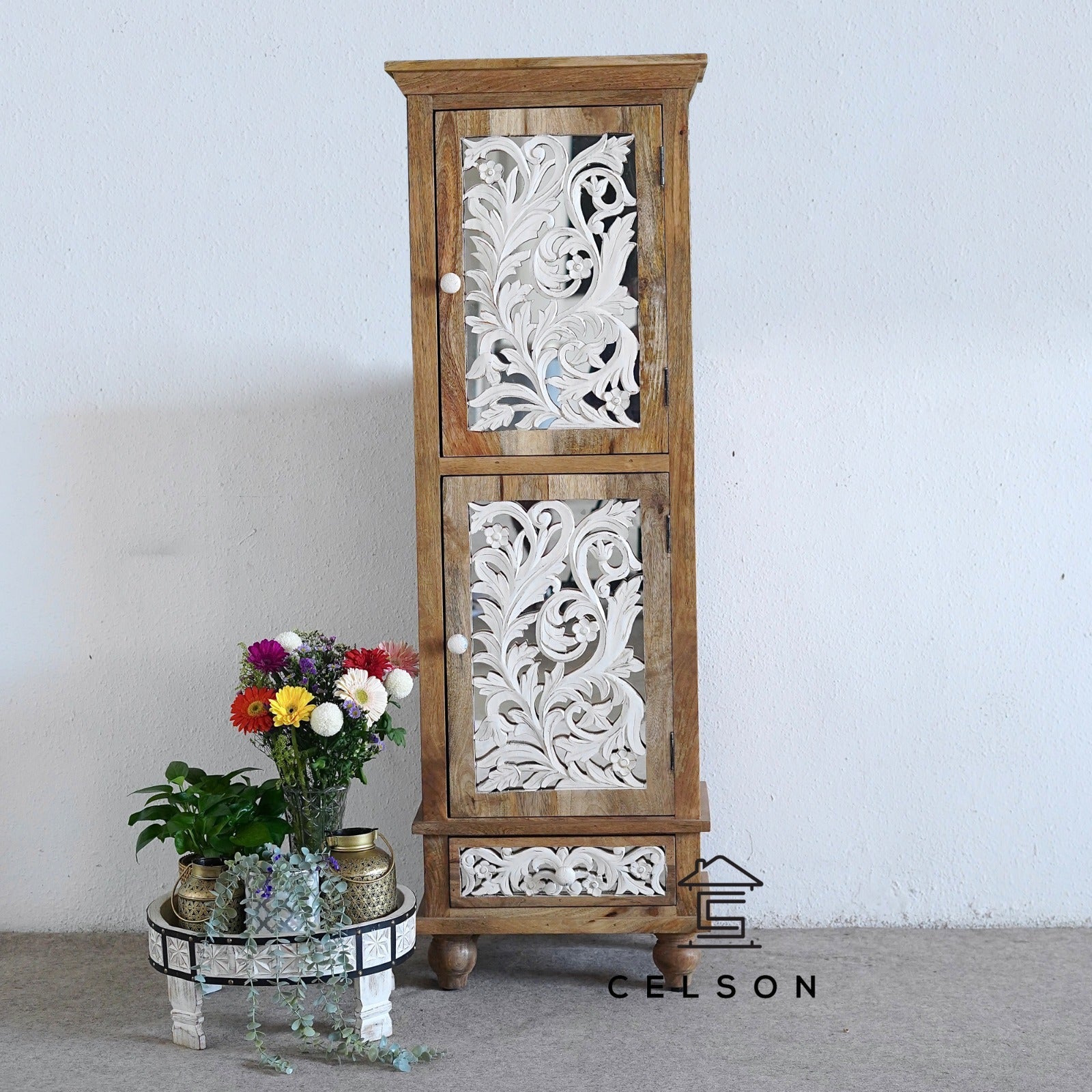 Stone Carved Wooden Shoe Cabinet