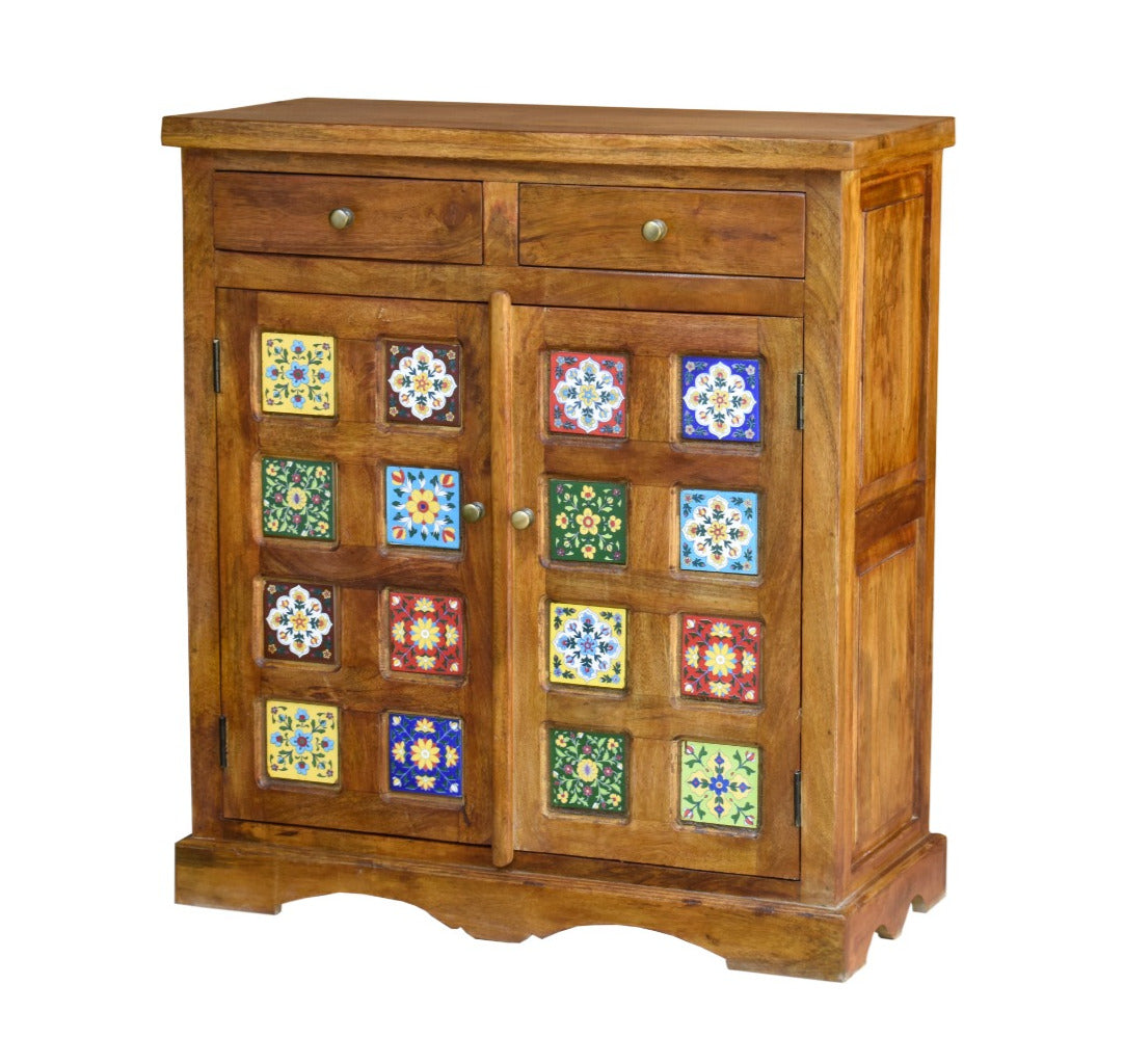 Madelyn Hand Carved Wooden Shoe Cabinet